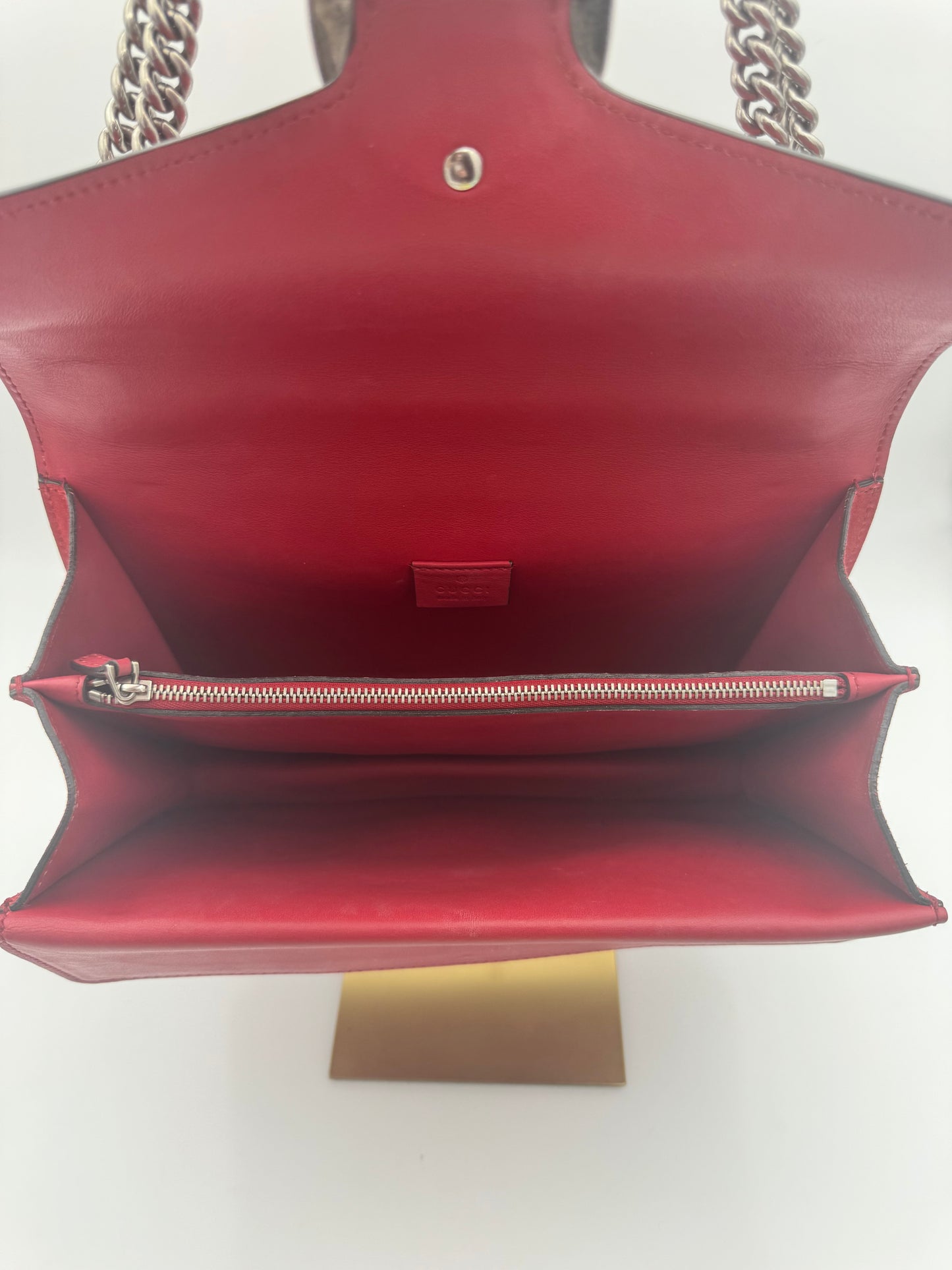 Gucci Dionysus Medium Shoulder Bag — Red Suede & Antique Silver Hardware