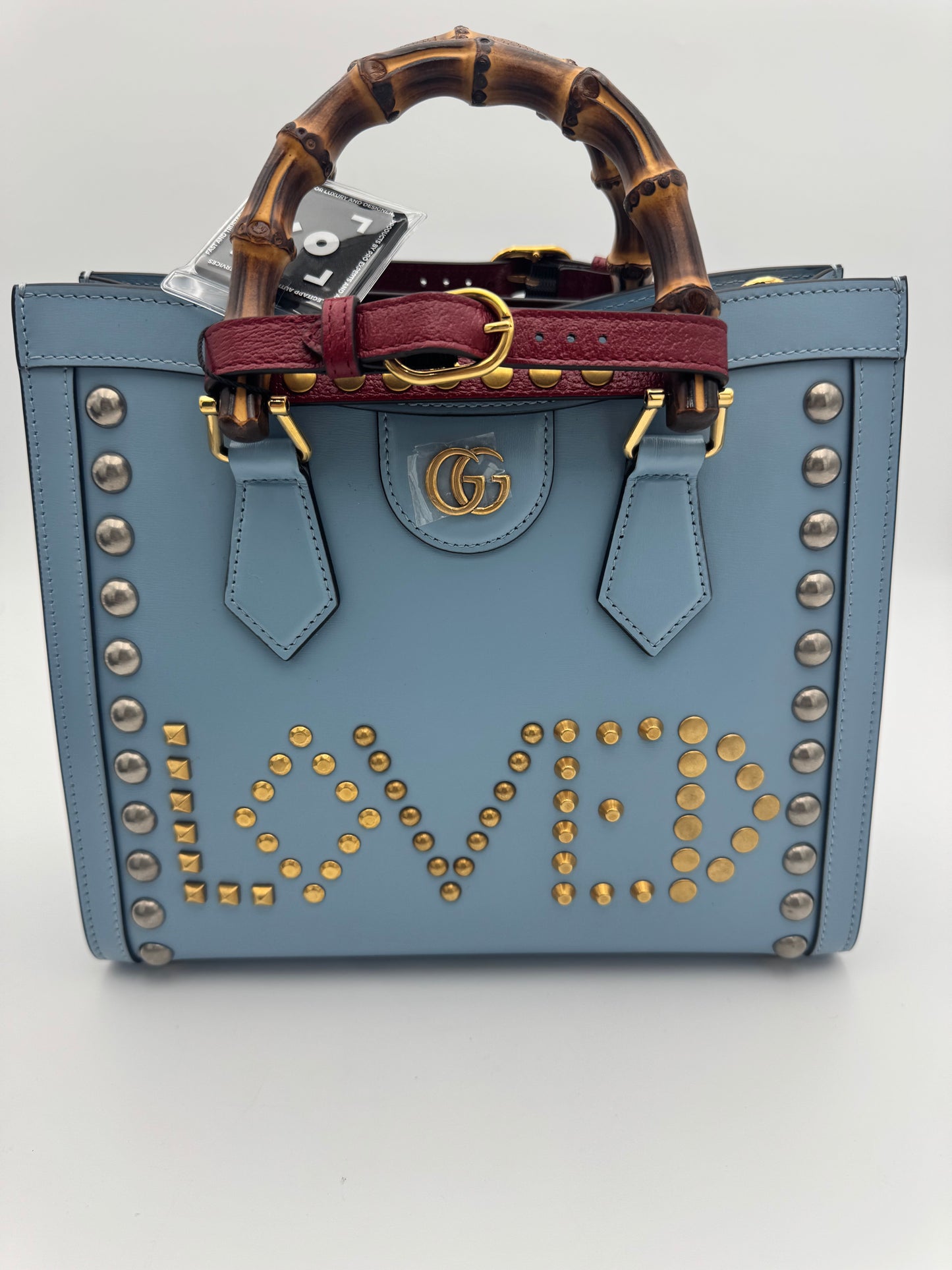 Gucci Diana Small Tote – Light Blue LOVED Stud Embellishment Bamboo Handle Full Set