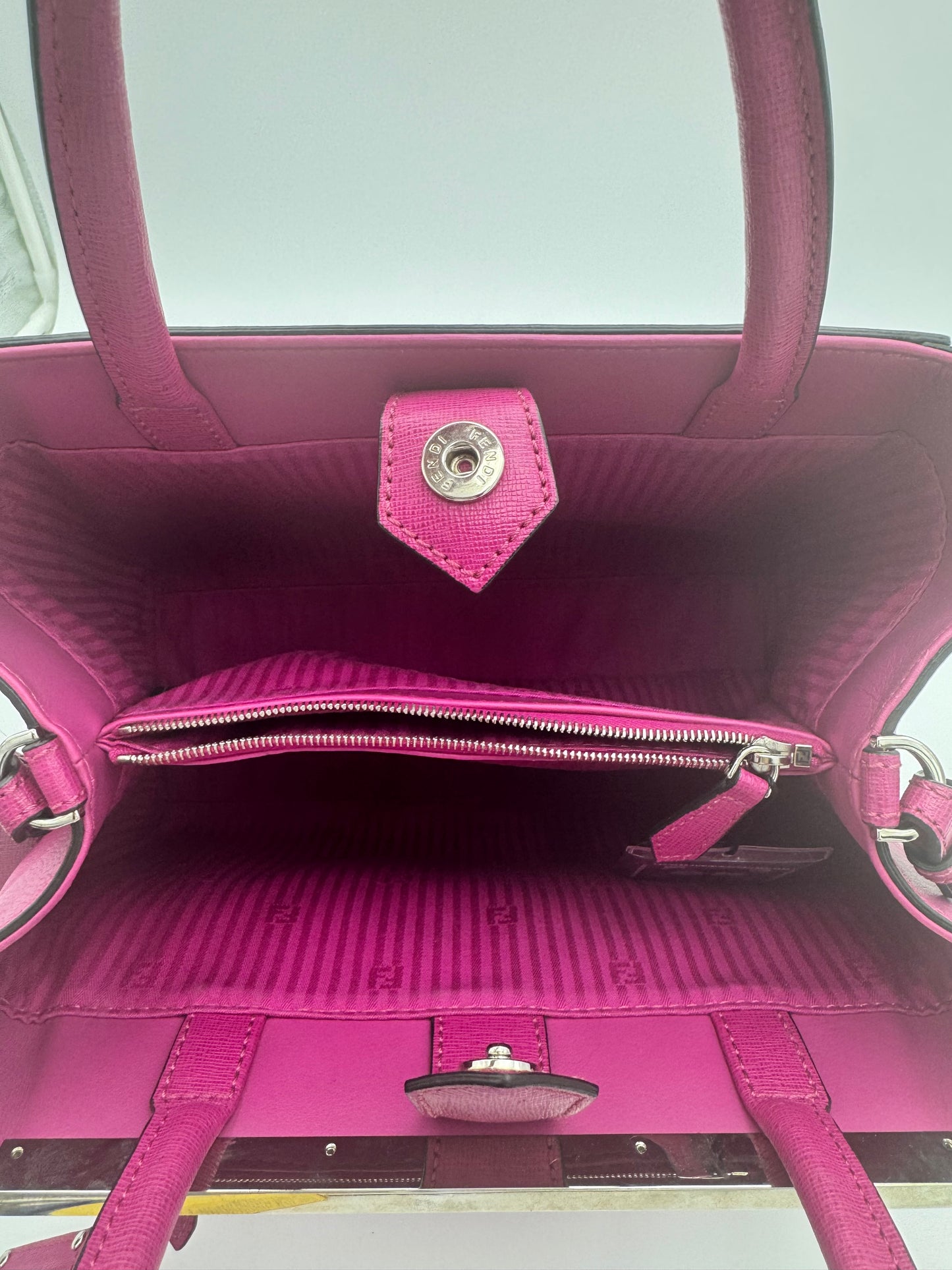 Fendi Petite 2Jours Elite Tote – Fuchsia Saffiano Leather | Silver Hardware