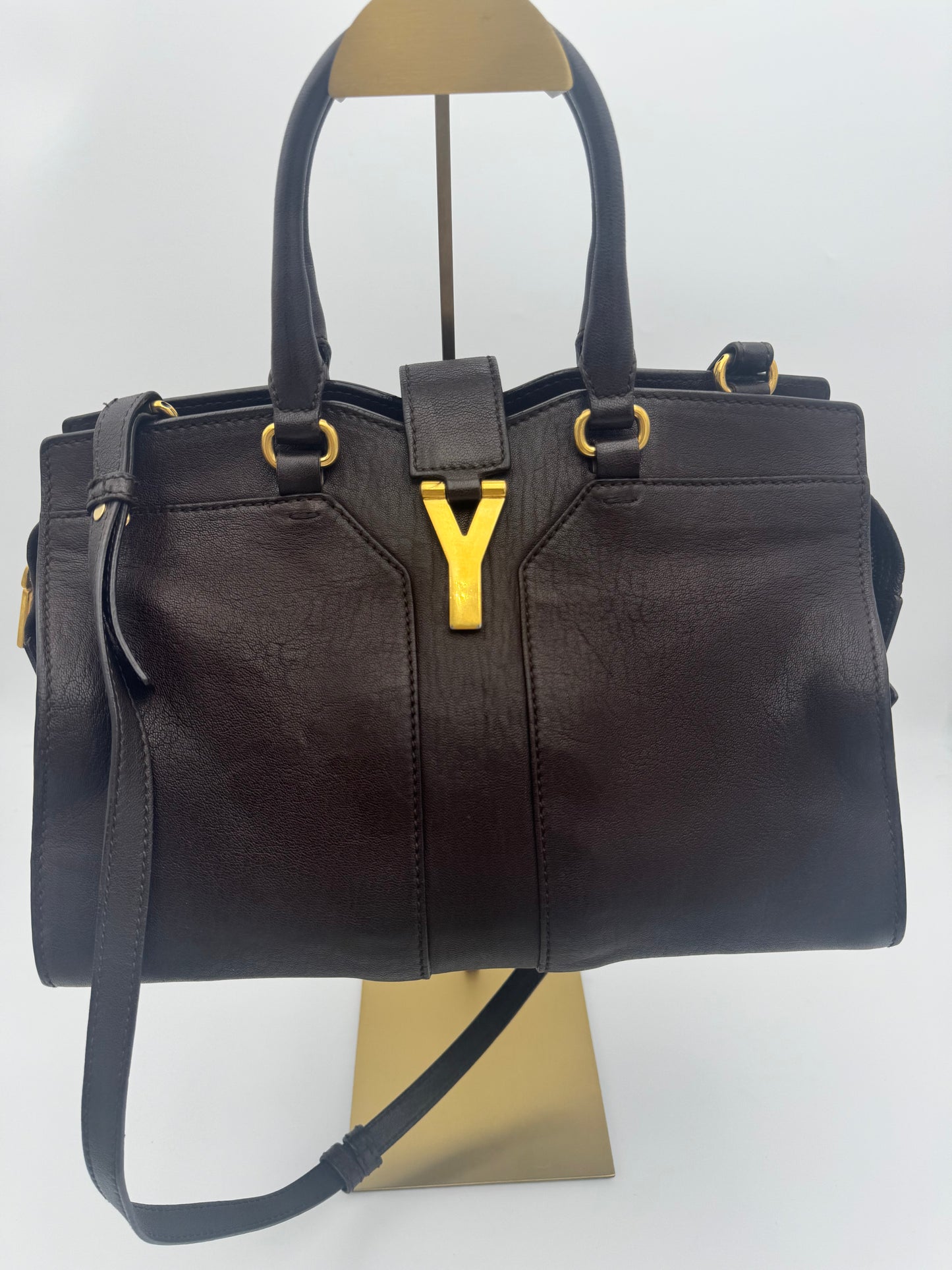 YSL Saint Laurent Cabas Chyc Small Bag – Dark Brown Leather Gold Hardware