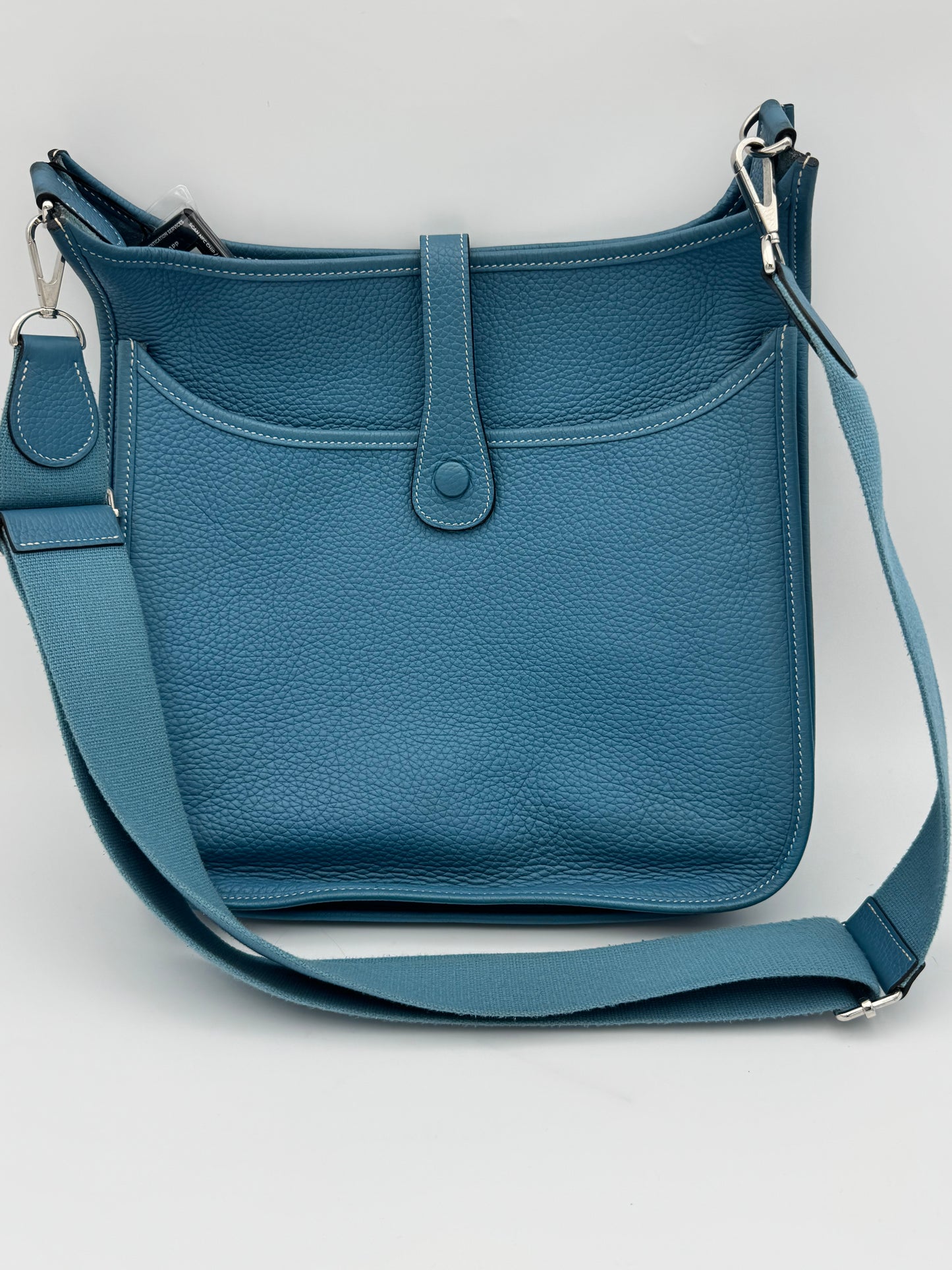 Hermès Evelyne III PM Clemence Leather Crossbody | Blue | Palladium Hardware