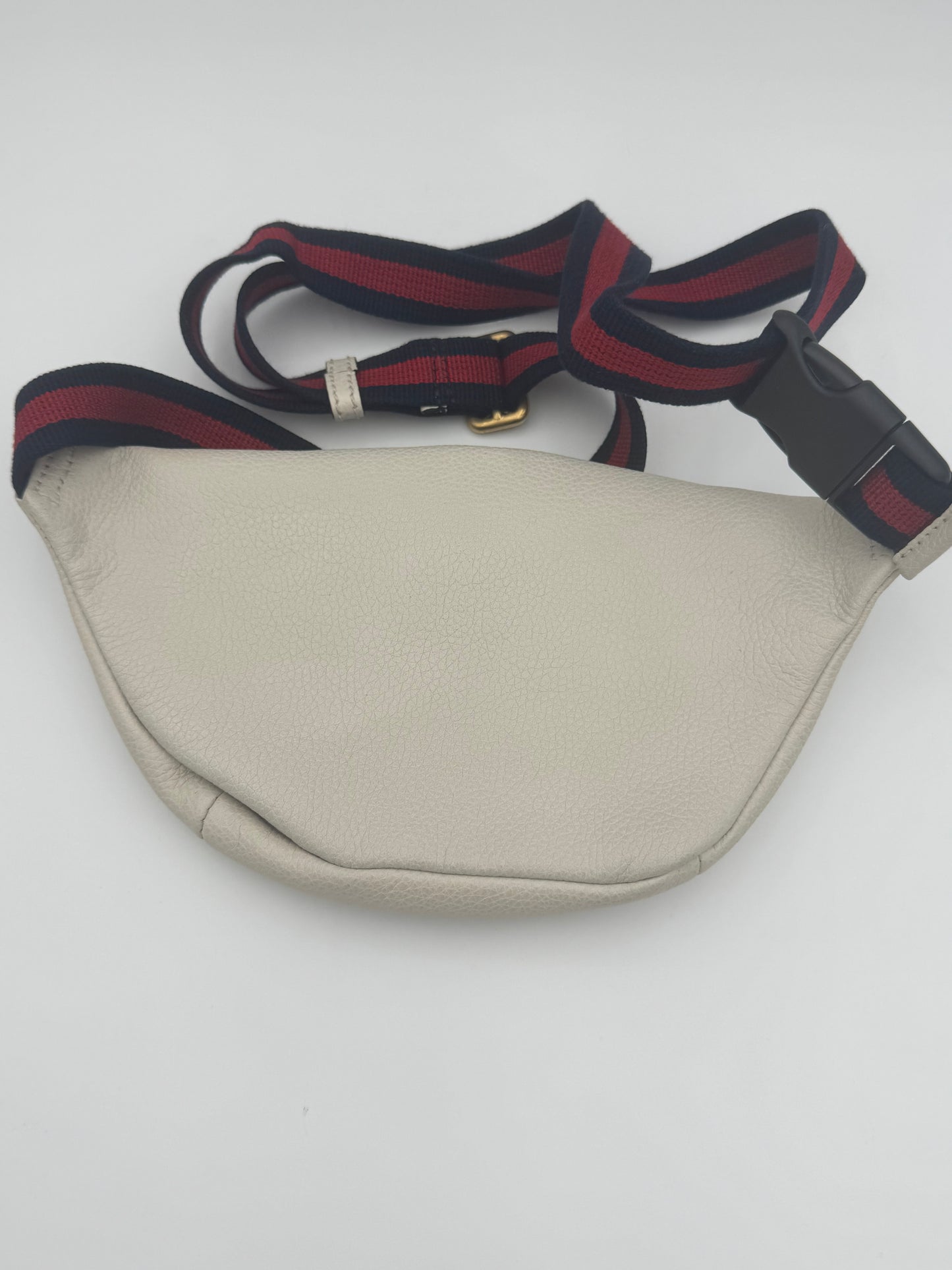 Gucci Print Small Belt Bag | Off-White Leather | Retro Logo | Web Stripe Strap | COA