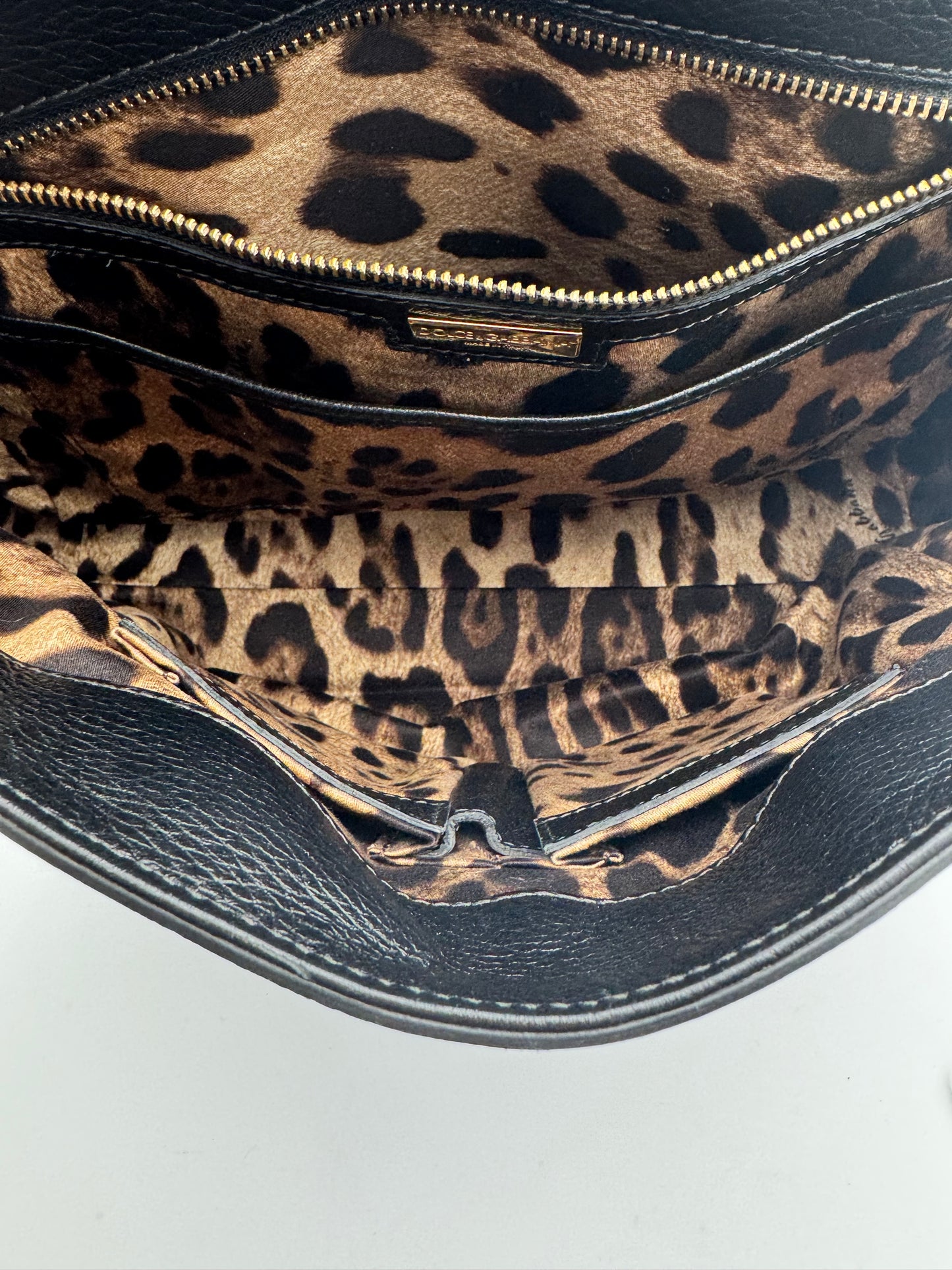 Dolce & Gabbana Large Sicily Bag | Black Textured Leather | Gold Hardware | COA
