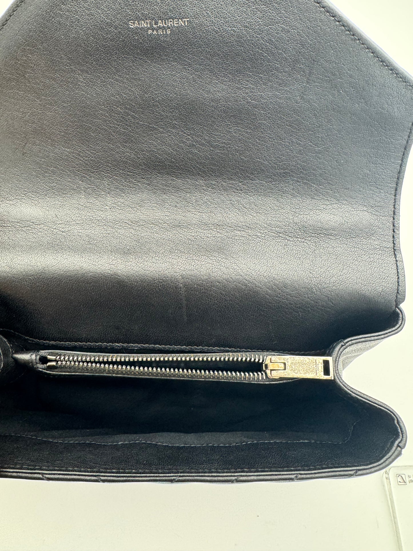 Saint Laurent College Medium Bag – Black Chevron Quilted Calfskin & Silver Hardware | Authentic YSL