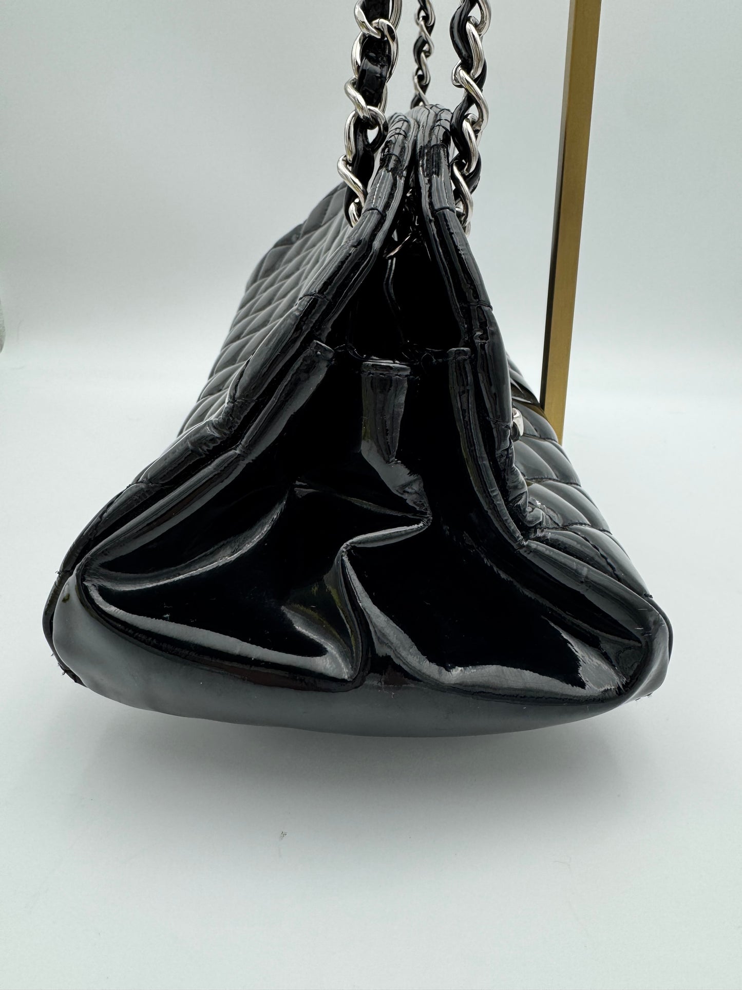 Chanel Just Mademoiselle Bowler Bag – Black Patent Leather, Silver Hardware