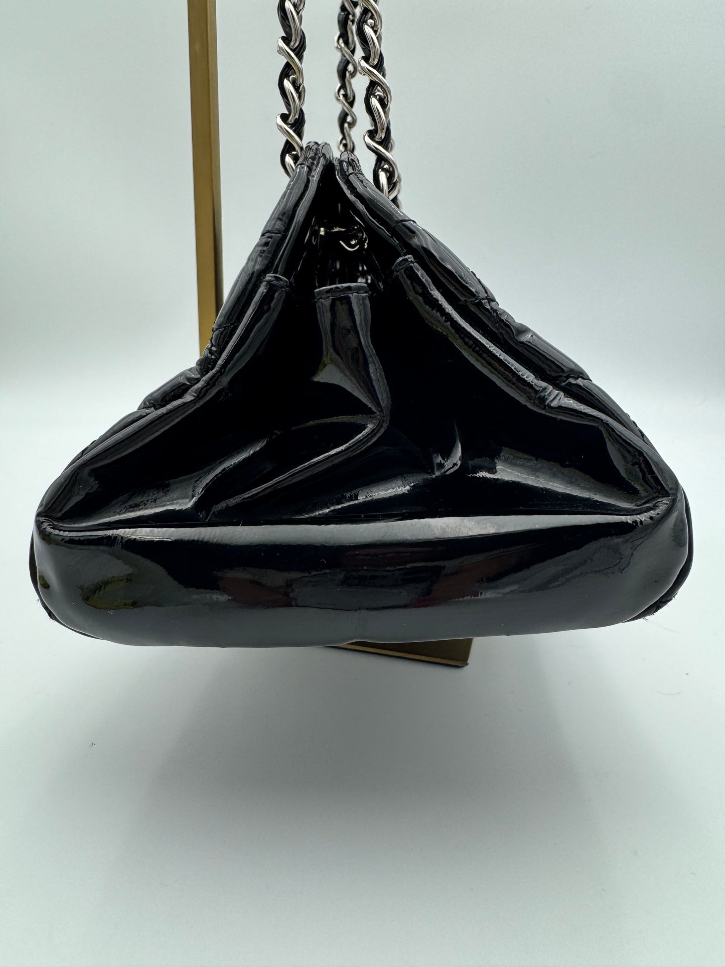 Chanel Just Mademoiselle Bowler Bag – Black Patent Leather, Silver Hardware