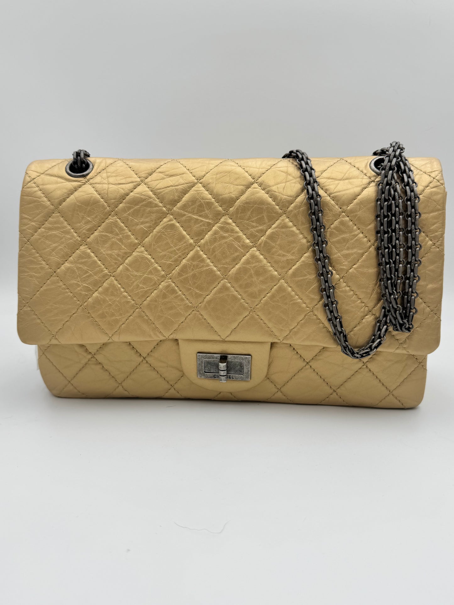 Chanel 227 Jumbo Reissue 2.55 Double Flap Metallic Gold ✨