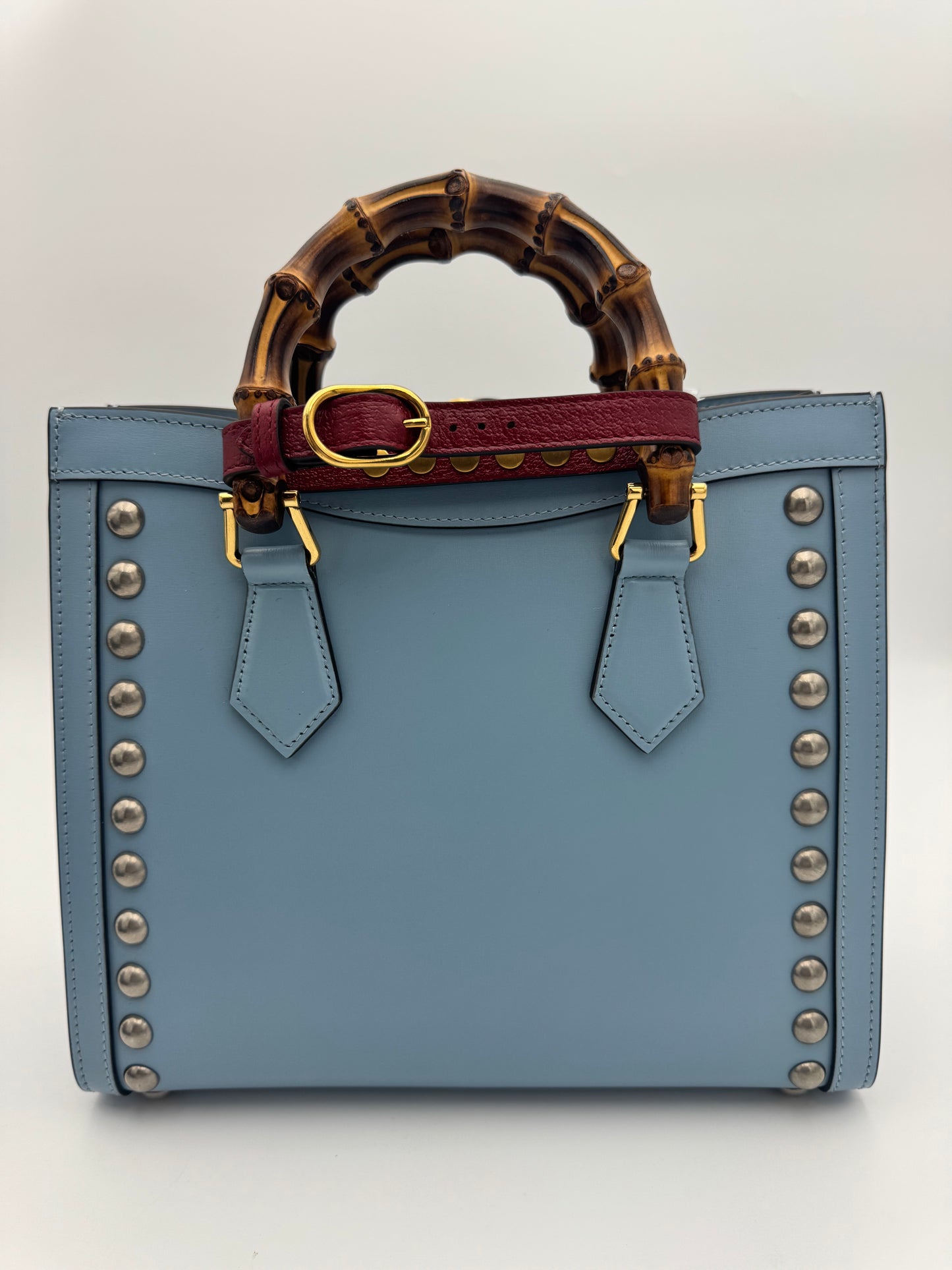 Gucci Diana Small Tote – Light Blue LOVED Stud Embellishment Bamboo Handle Full Set
