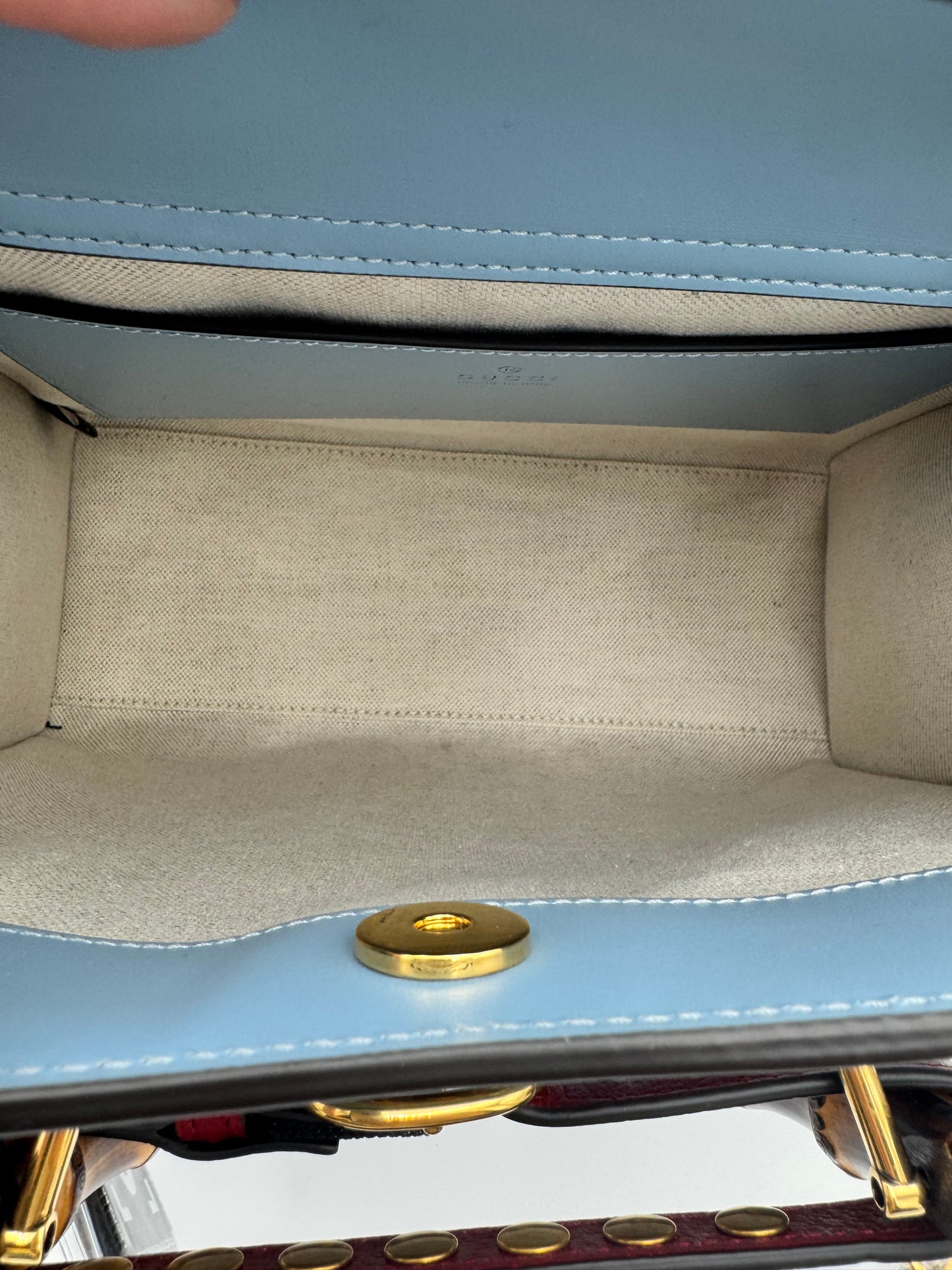 Gucci Diana Small Tote – Light Blue LOVED Stud Embellishment Bamboo Handle Full Set