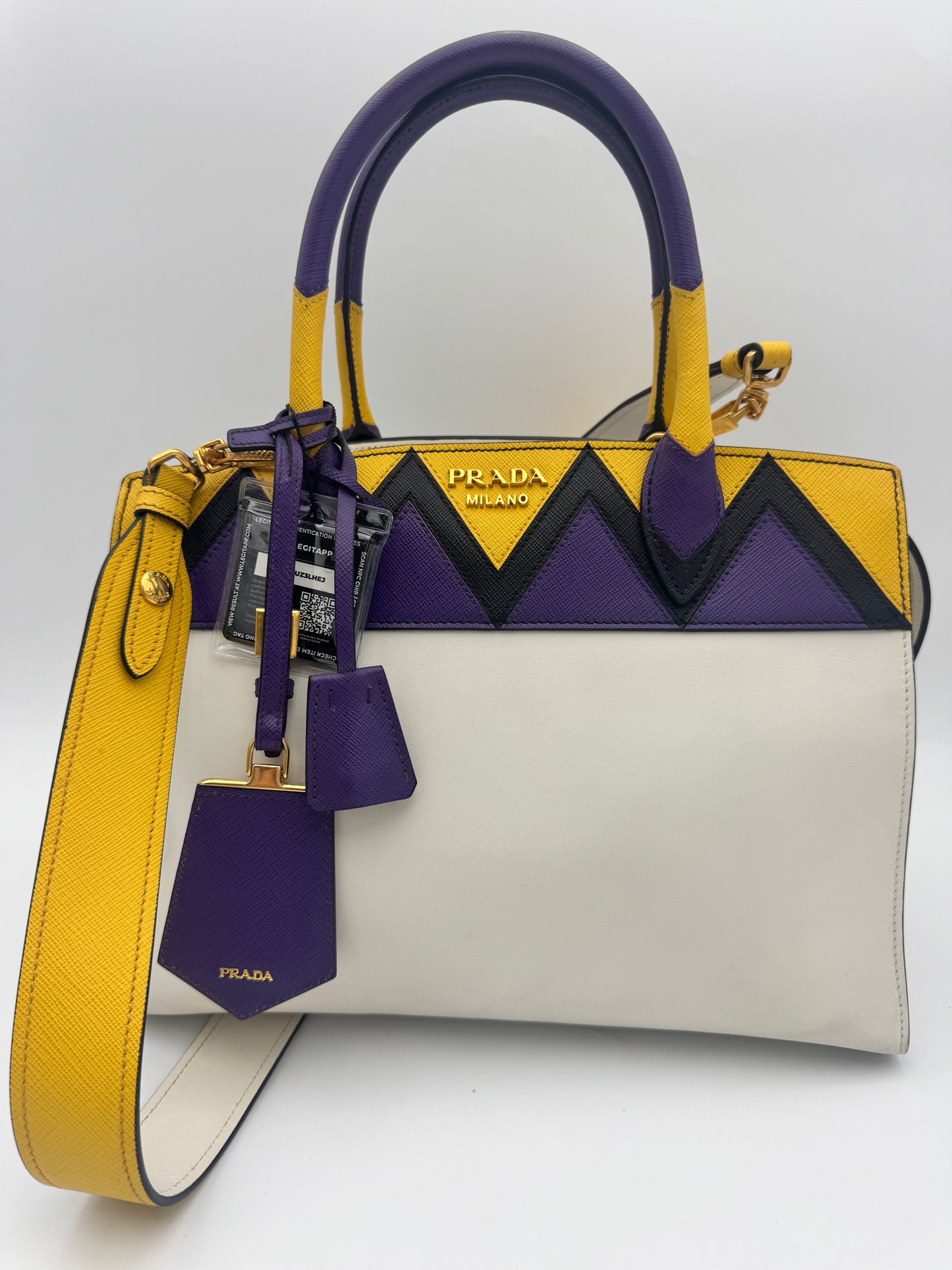 Prada Bibliothèque Chevron Saffiano &amp; City Calf Tote