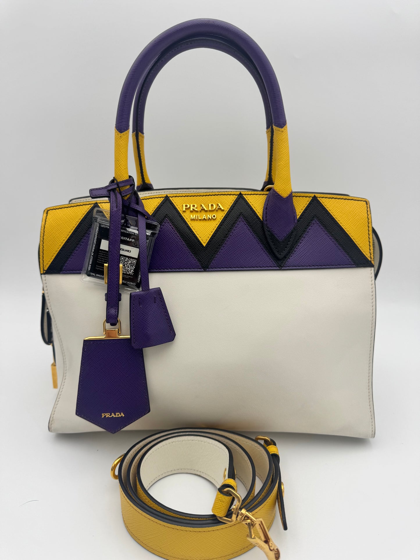 Prada Bibliothèque Chevron Saffiano &amp; City Calf Tote