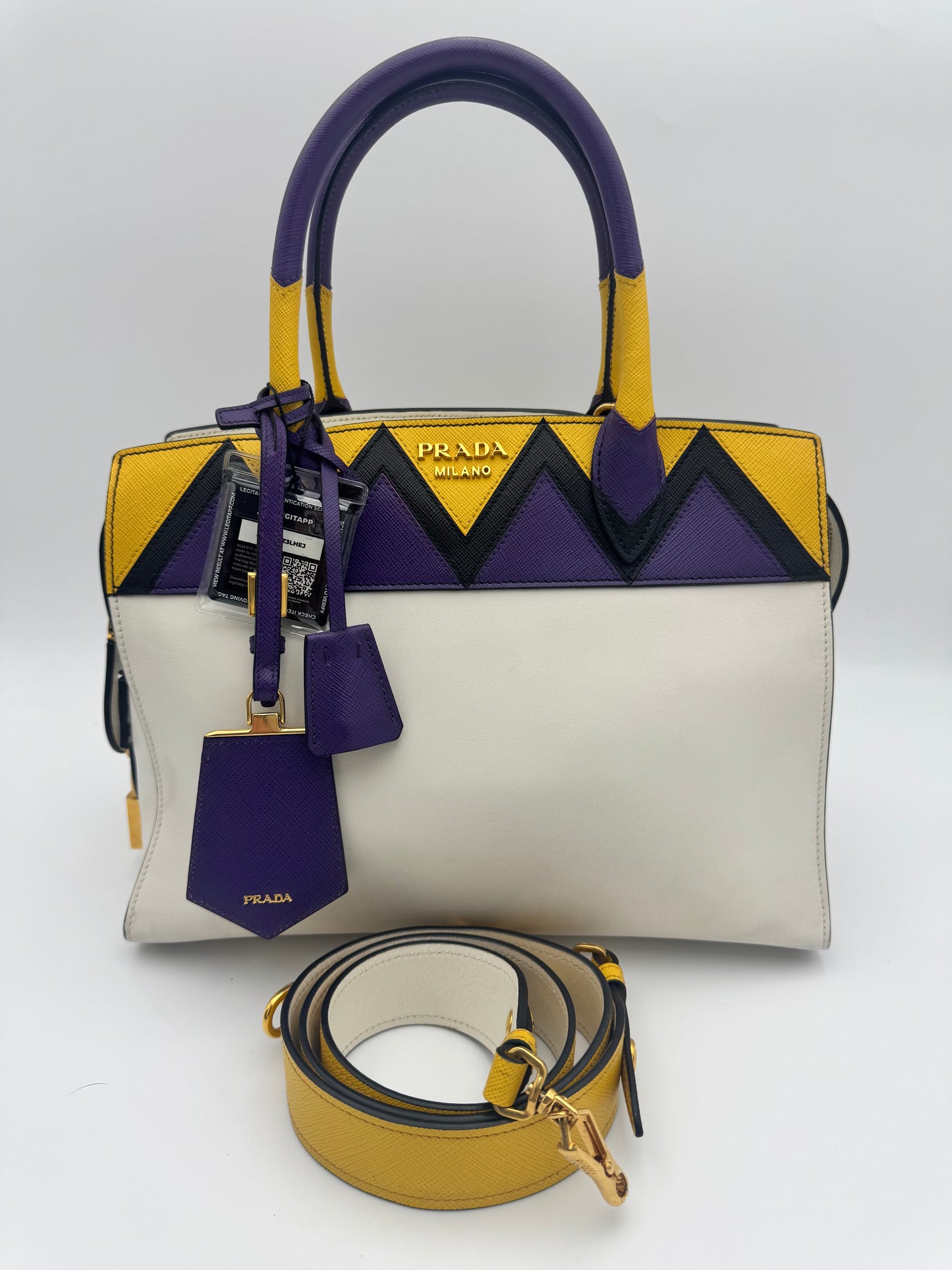 Prada Bibliothèque Chevron Saffiano &amp; City Calf Tote