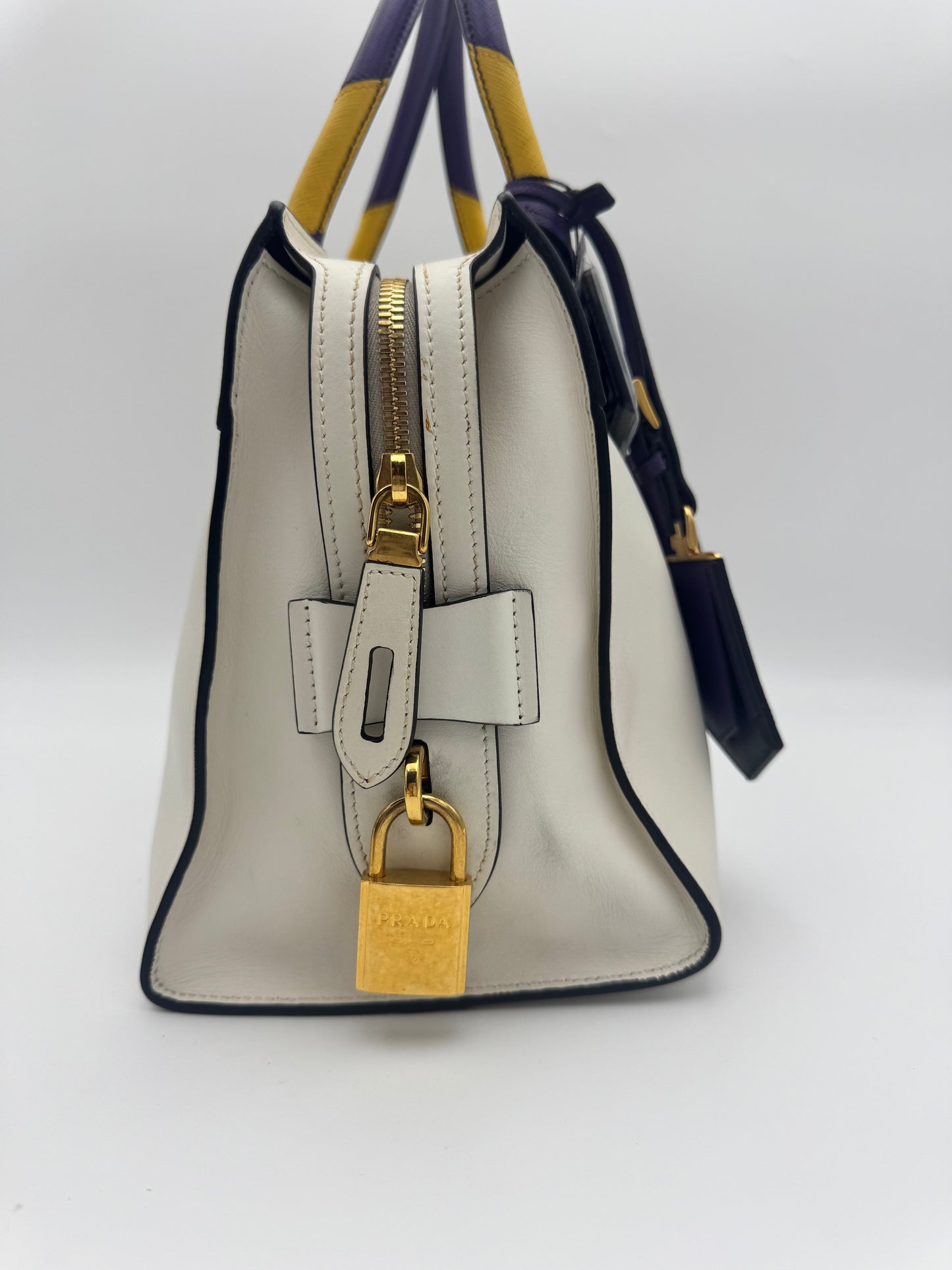 Prada Bibliothèque Chevron Saffiano &amp; City Calf Tote