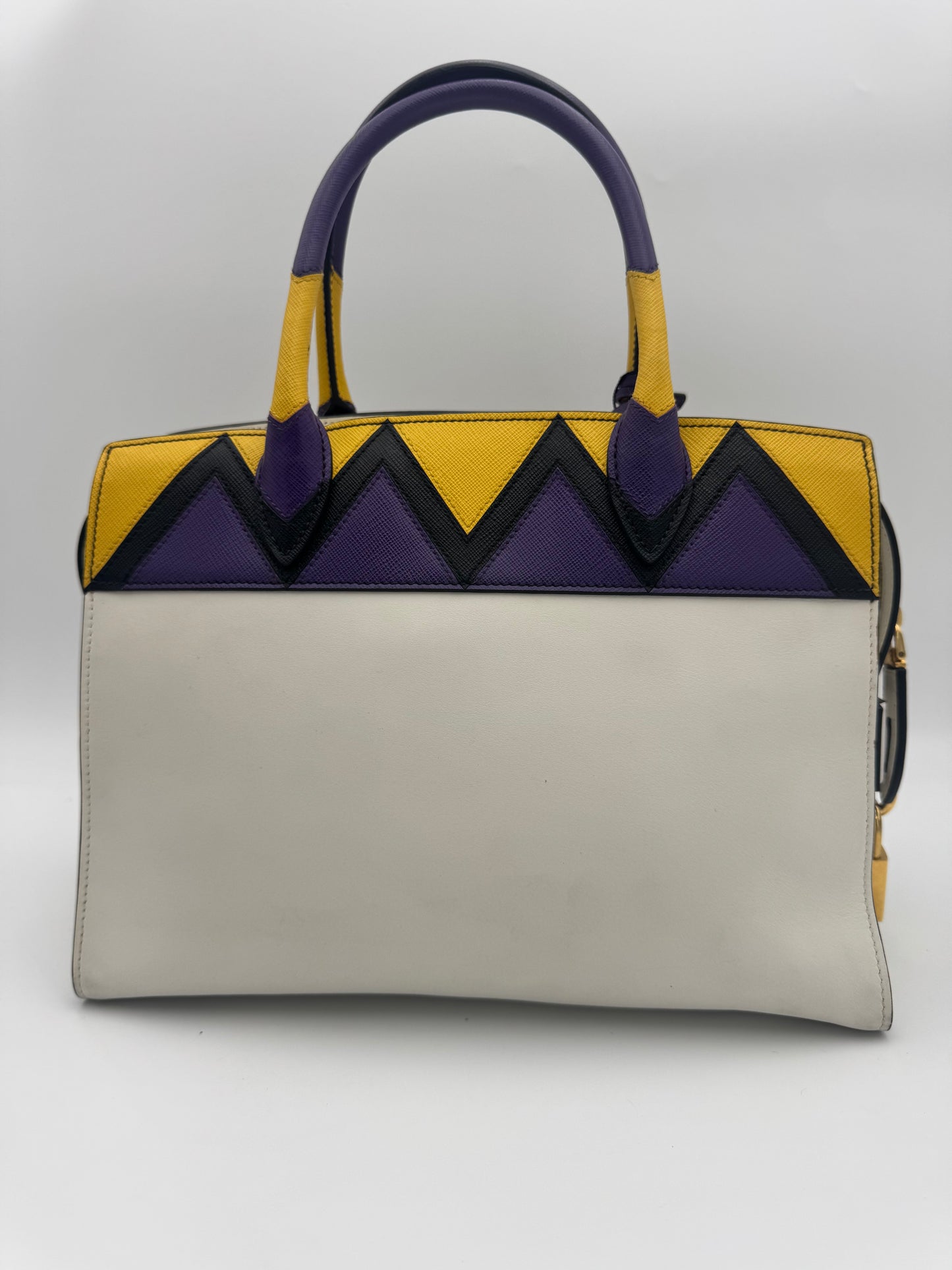 Prada Bibliothèque Chevron Saffiano &amp; City Calf Tote