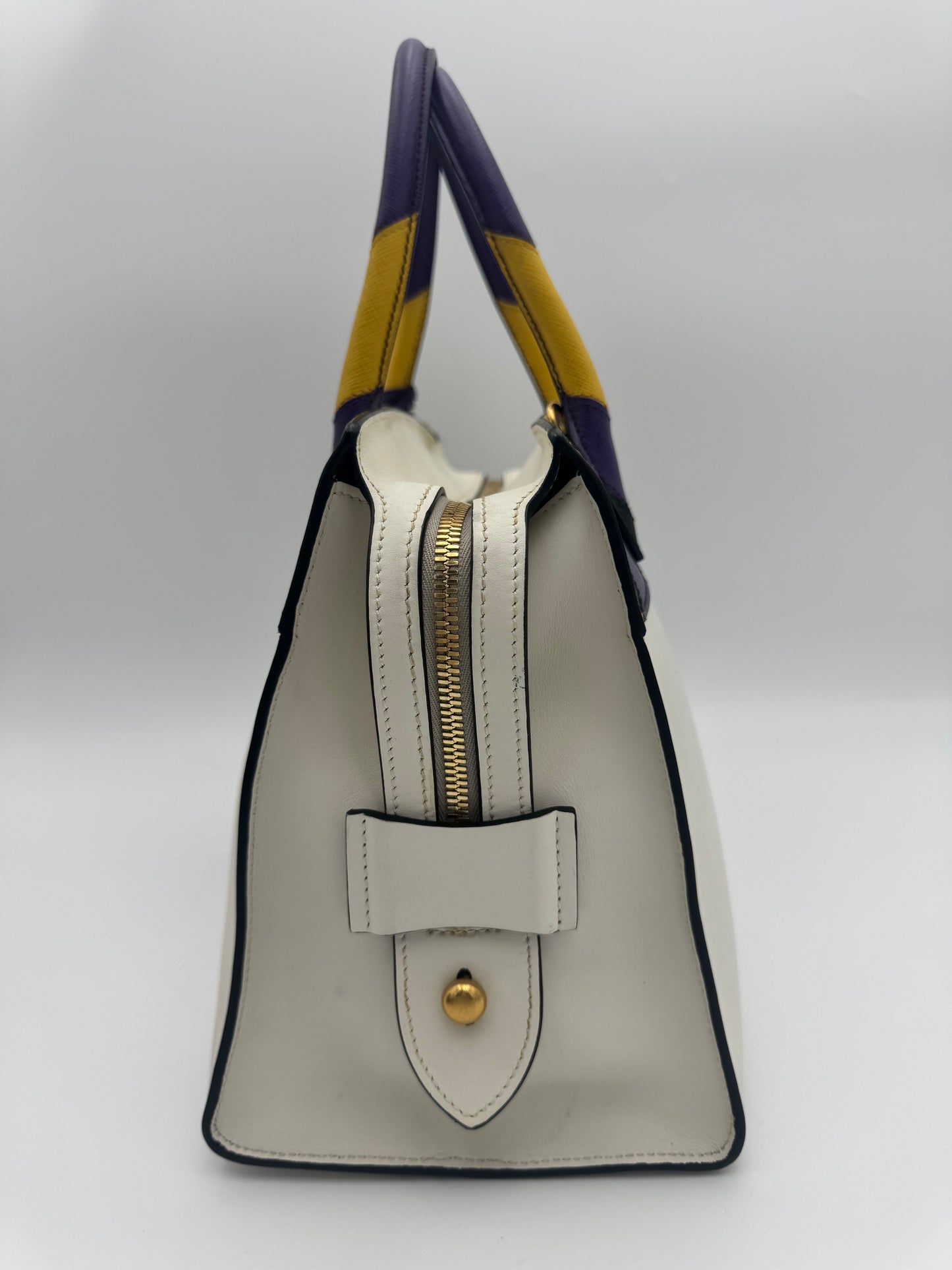Prada Bibliothèque Chevron Saffiano &amp; City Calf Tote