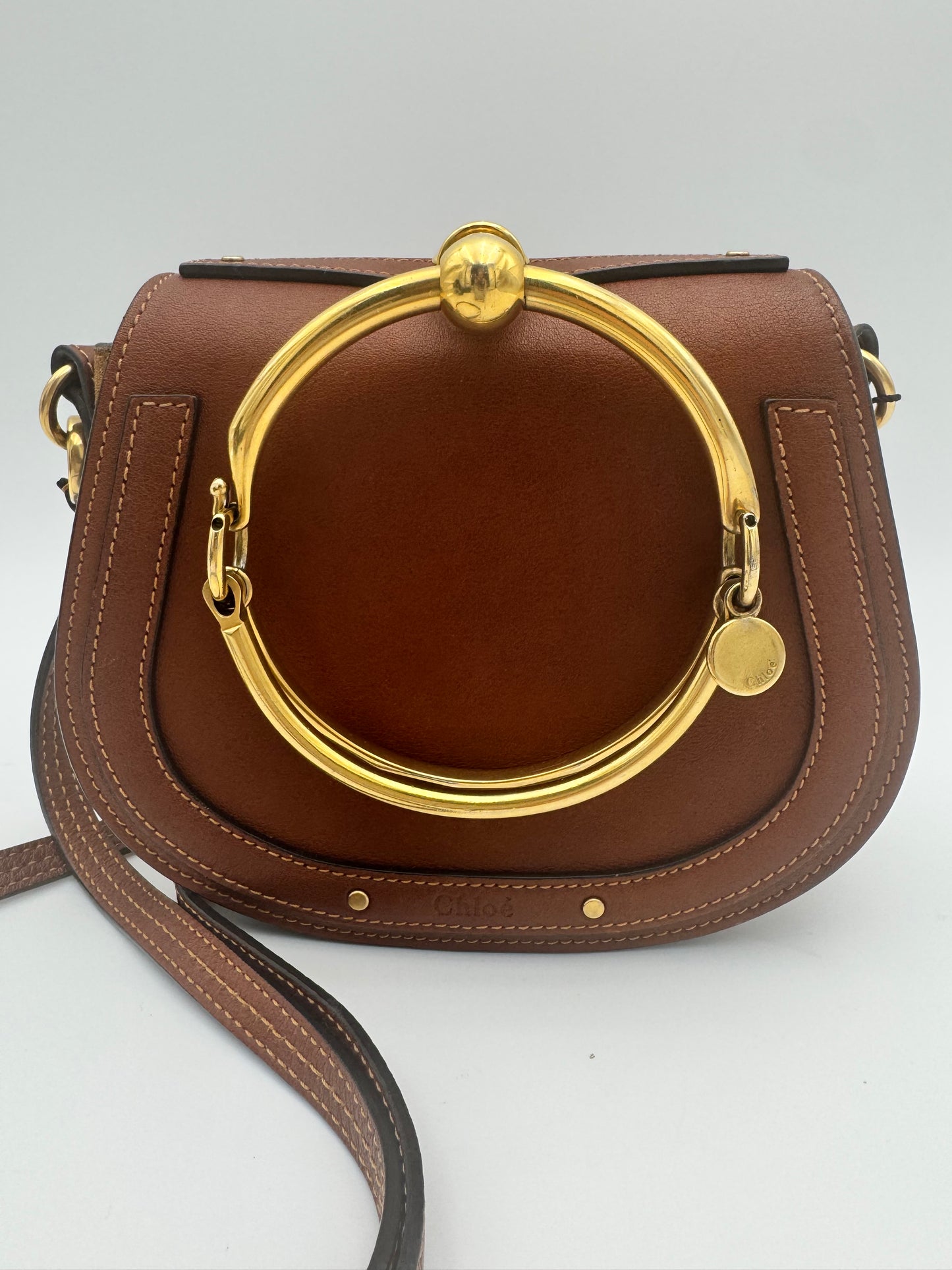 Chloé Nile Bracelet Bag Medium – Tan Caramel Leather Gold Hardware