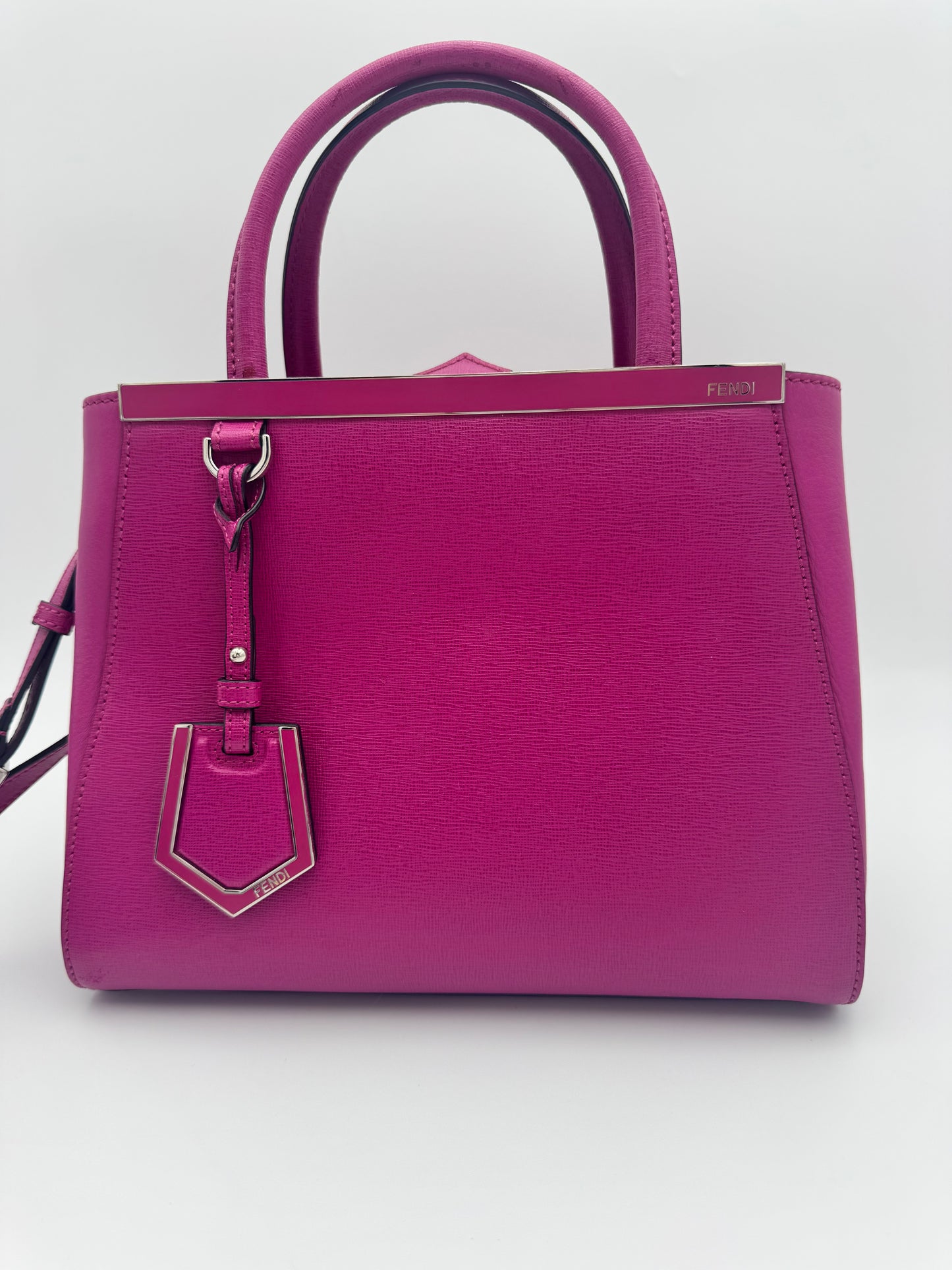 Fendi Petite 2Jours Elite Tote – Fuchsia Saffiano Leather | Silver Hardware