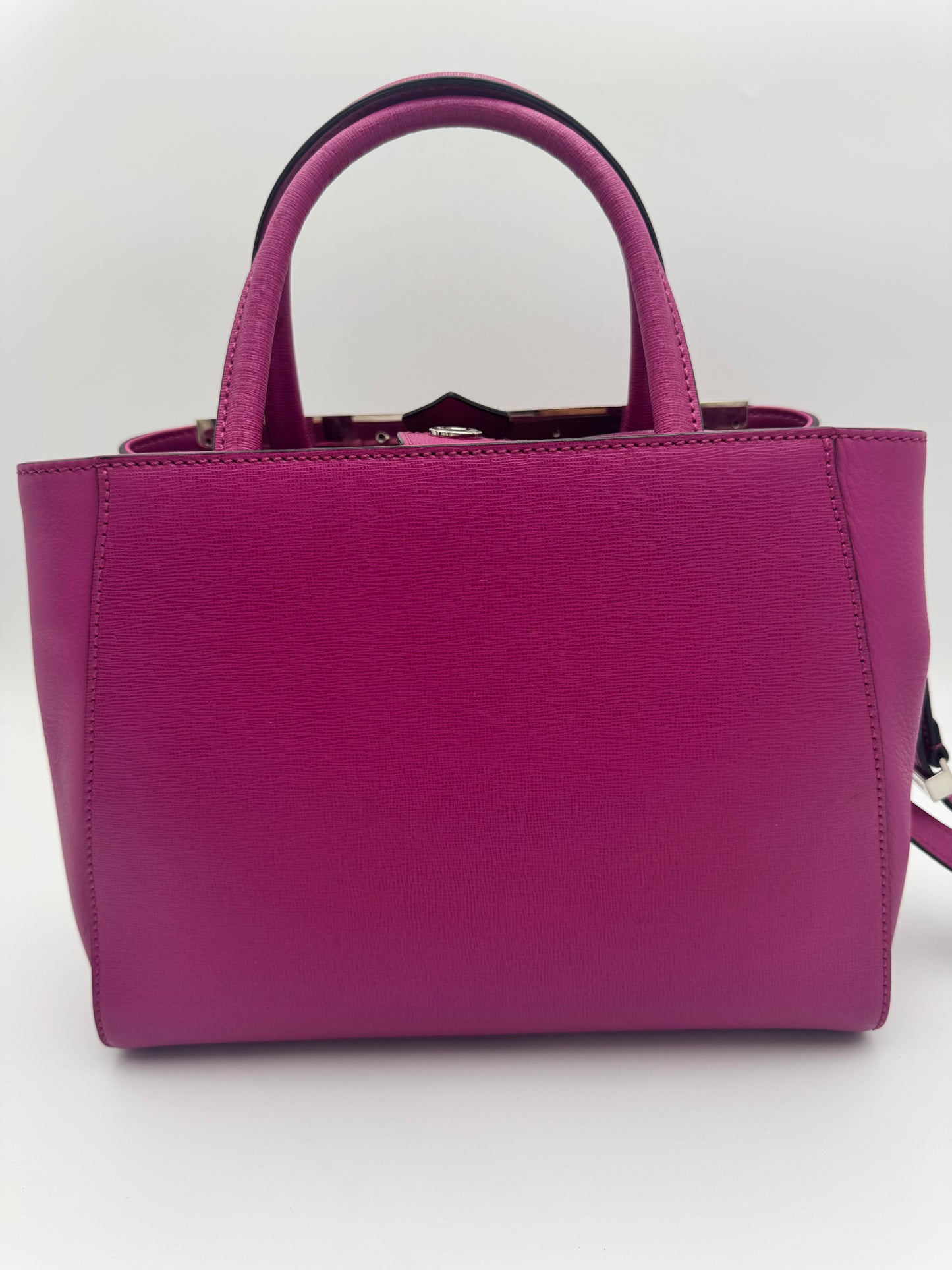 Fendi Petite 2Jours Elite Tote – Fuchsia Saffiano Leather | Silver Hardware