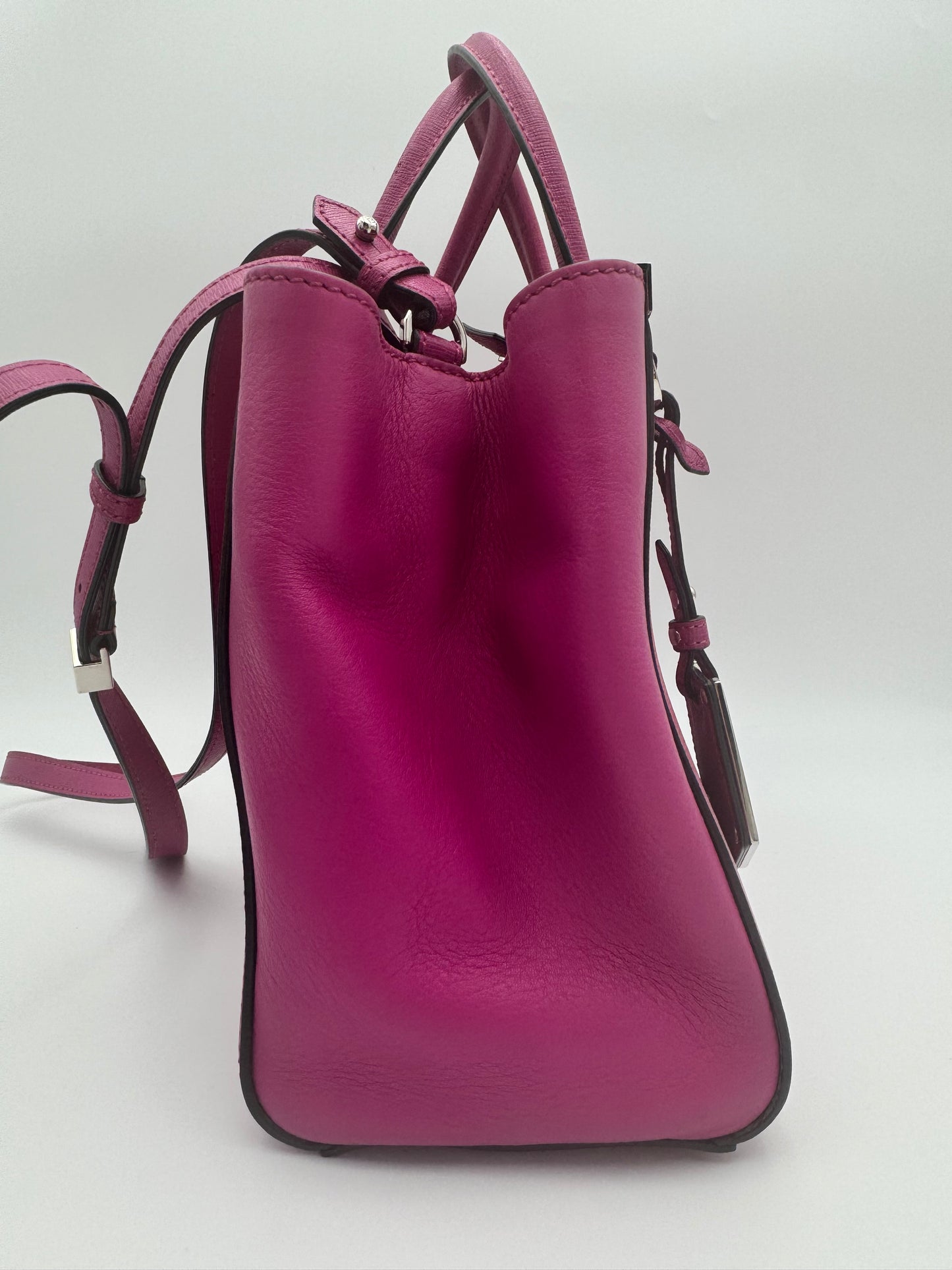 Fendi Petite 2Jours Elite Tote – Fuchsia Saffiano Leather | Silver Hardware