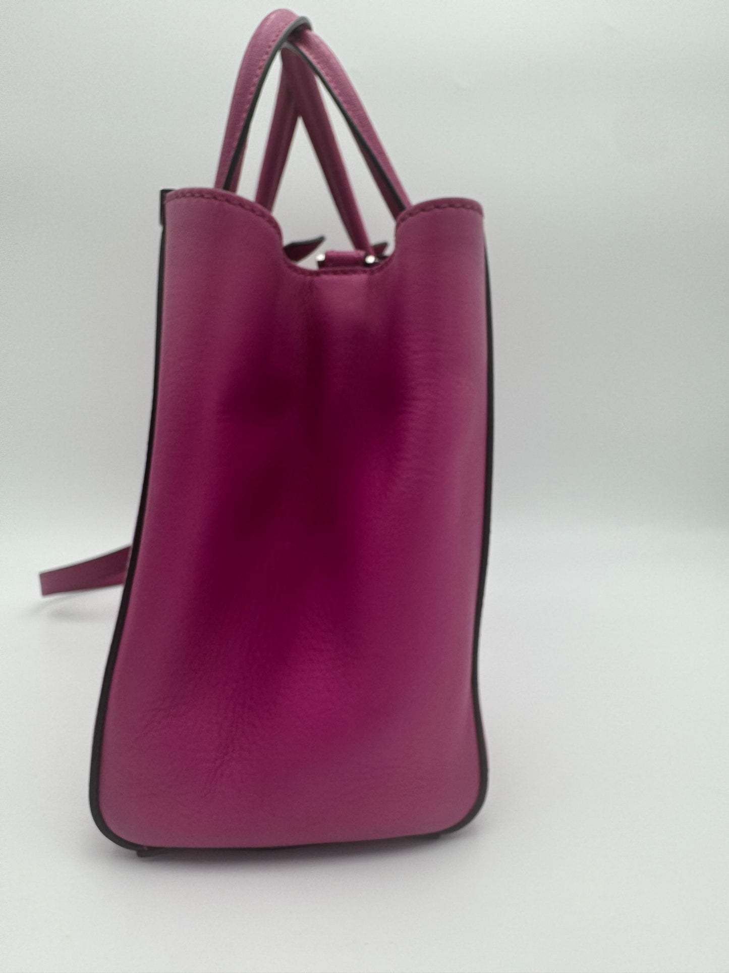 Fendi Petite 2Jours Elite Tote – Fuchsia Saffiano Leather | Silver Hardware