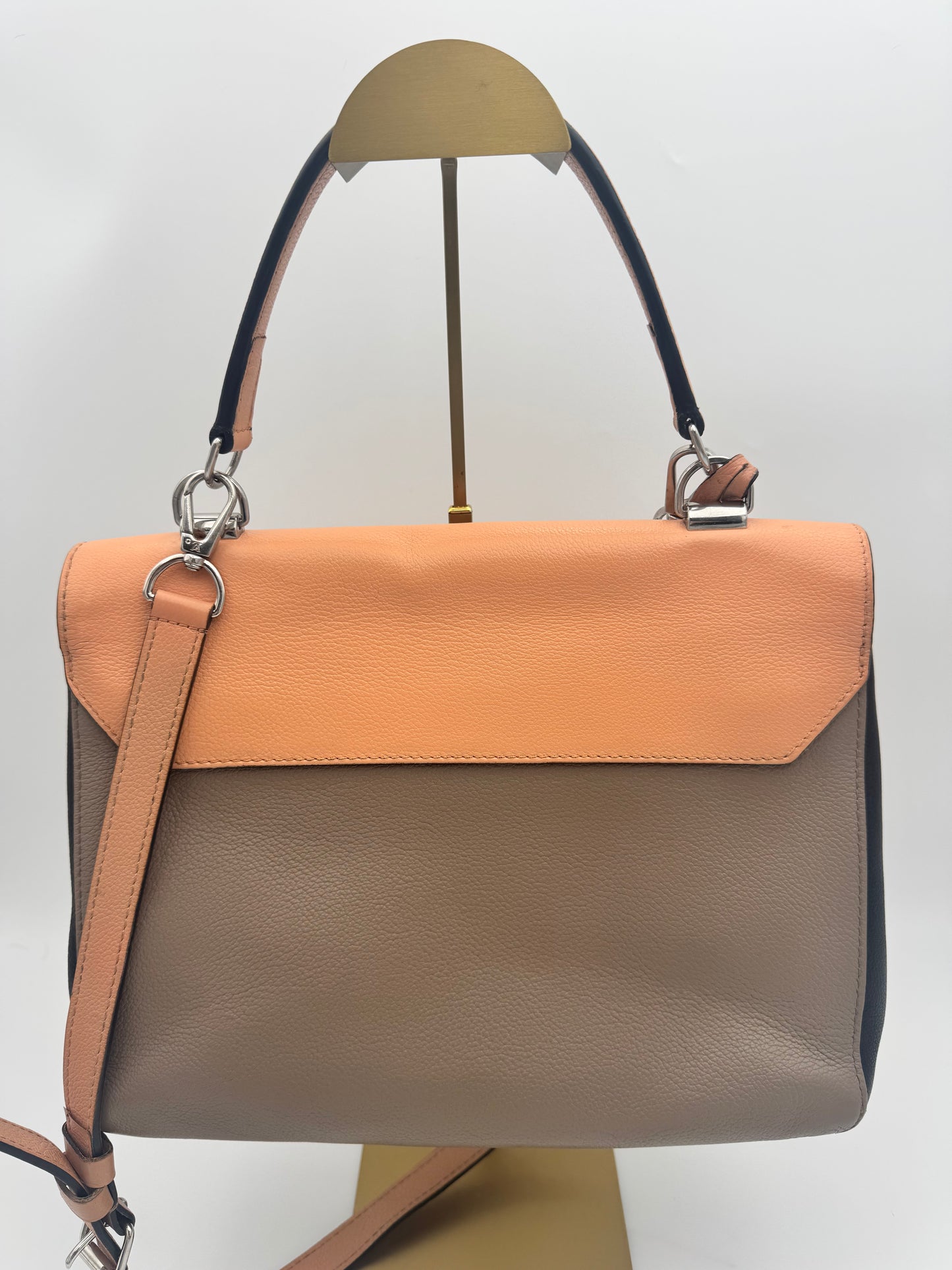 Louis Vuitton Lockme II BB – Rose Blush Taupe Two-Tone Leather Silver Hardware