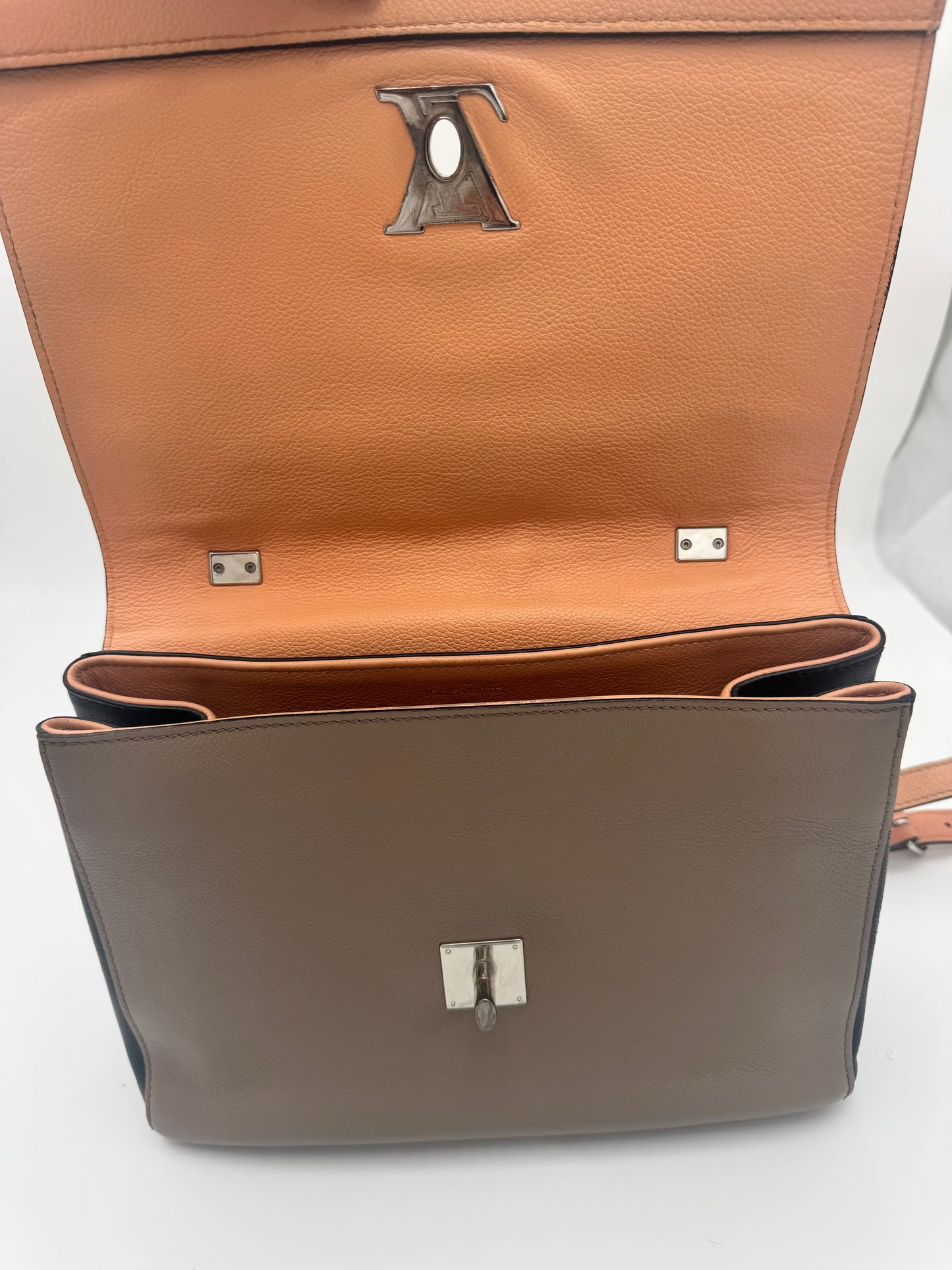 Louis Vuitton Lockme II BB – Rose Blush Taupe Two-Tone Leather Silver Hardware