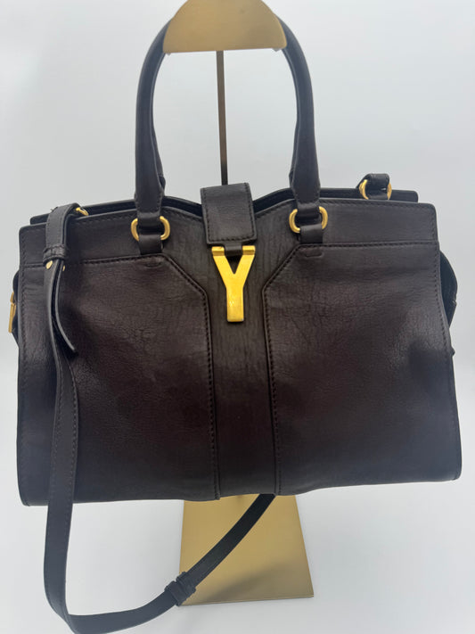 YSL Saint Laurent Cabas Chyc Small Bag – Dark Brown Leather Gold Hardware