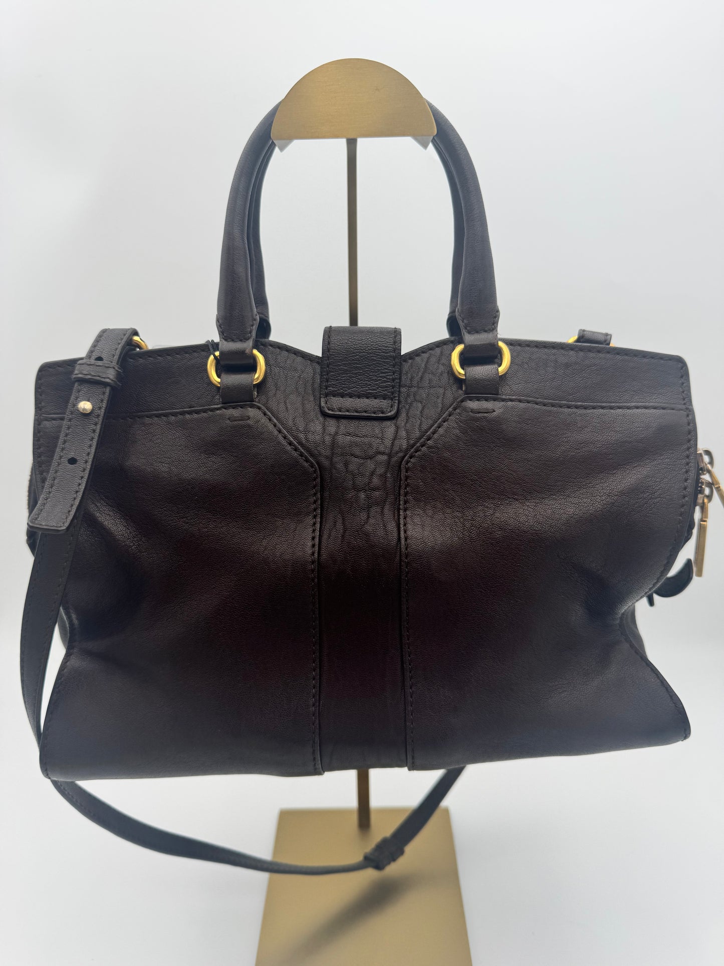 YSL Saint Laurent Cabas Chyc Small Bag – Dark Brown Leather Gold Hardware