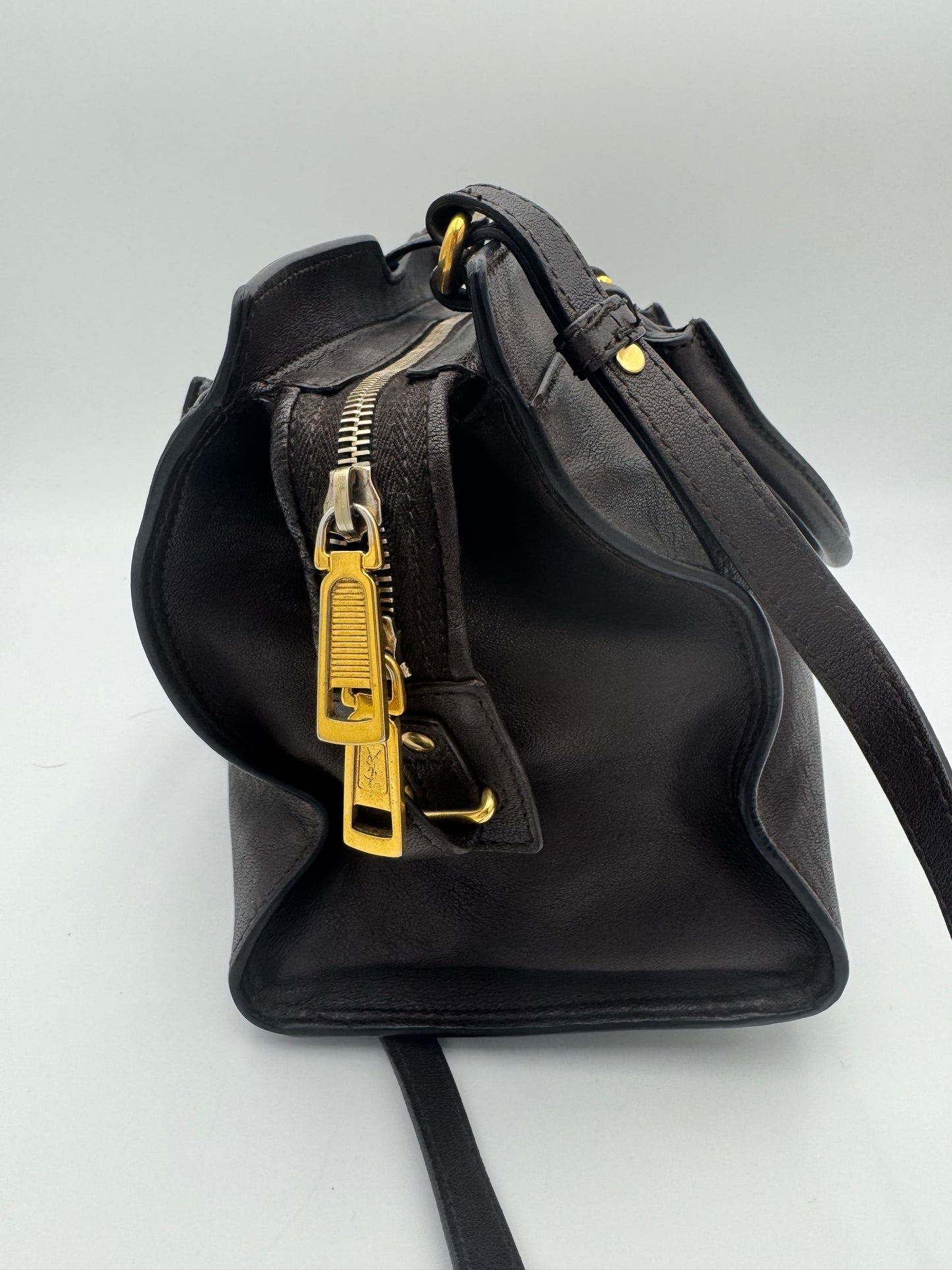 YSL Saint Laurent Cabas Chyc Small Bag – Dark Brown Leather Gold Hardware