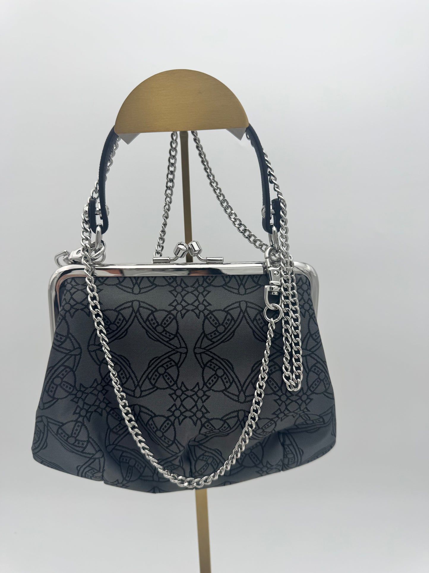 Vivienne Westwood Granny Frame Bag – Black Orb Monogram Vegan Leather