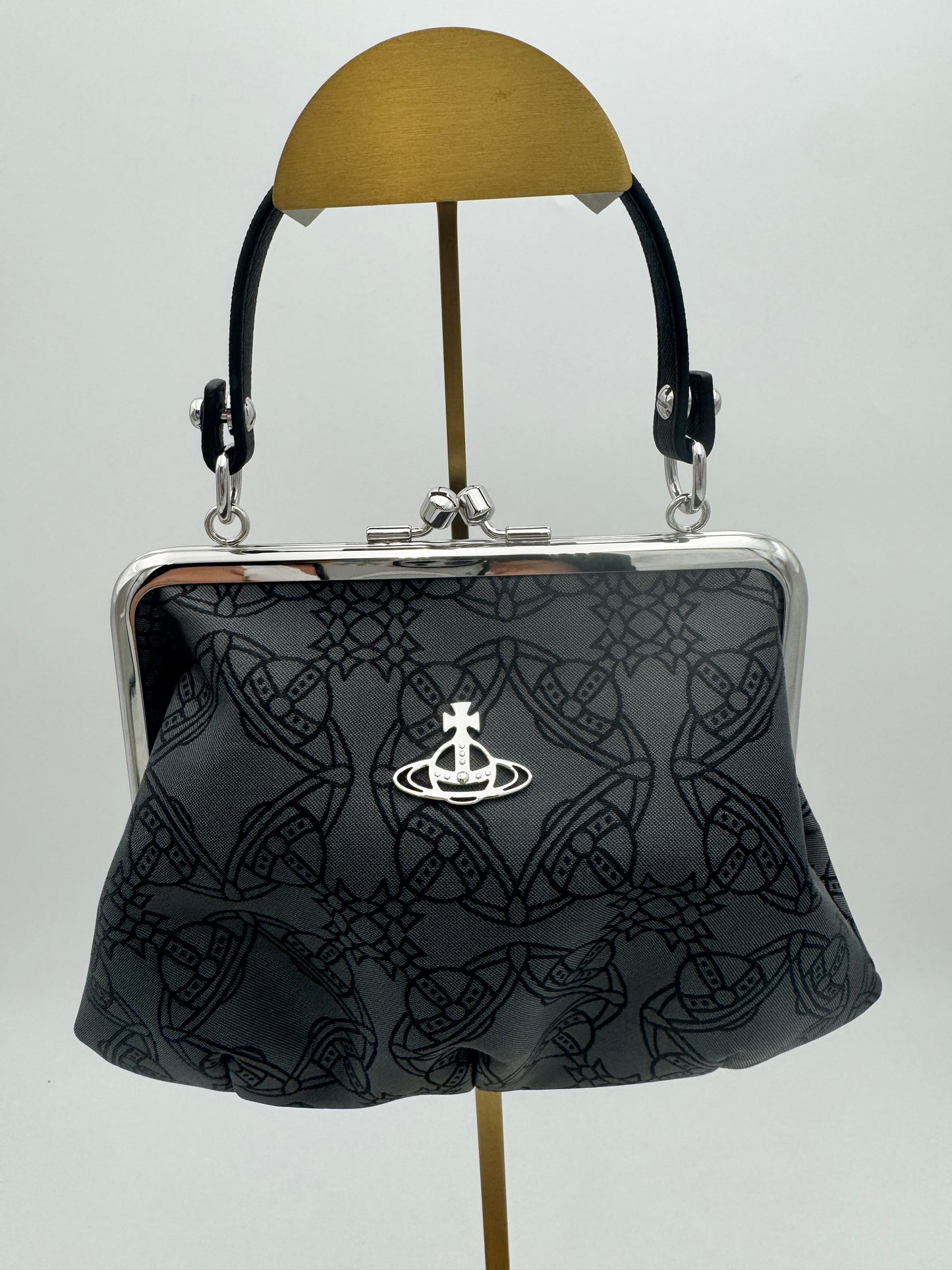 Vivienne Westwood Granny Frame Bag – Black Orb Monogram Vegan Leather