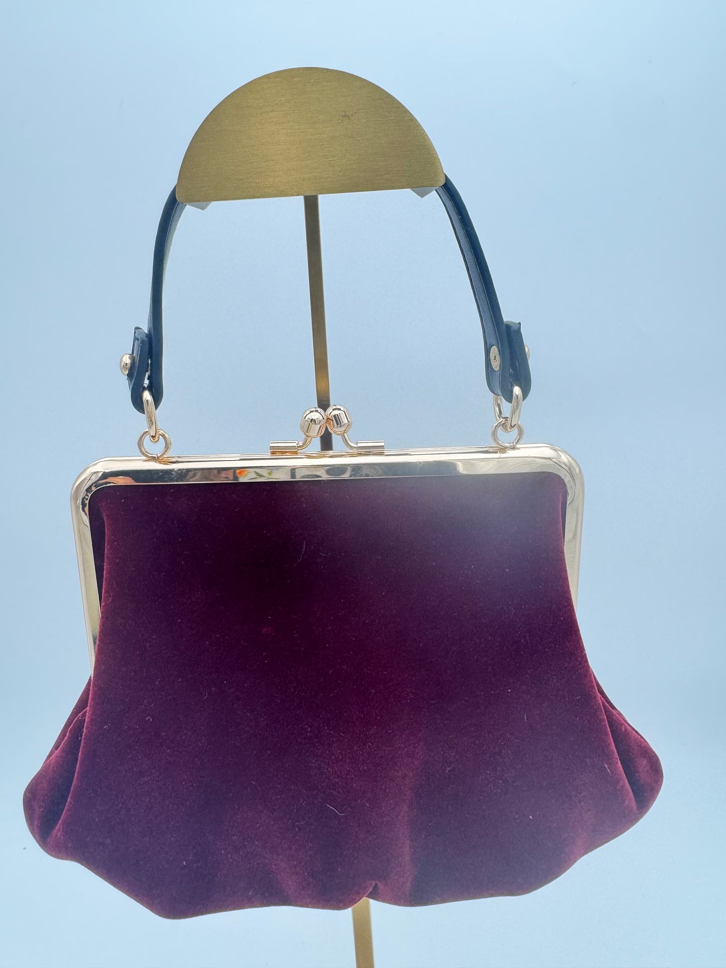 Vivienne Westwood Orb Velvet Granny Frame Bag Burgundy Gold Chain