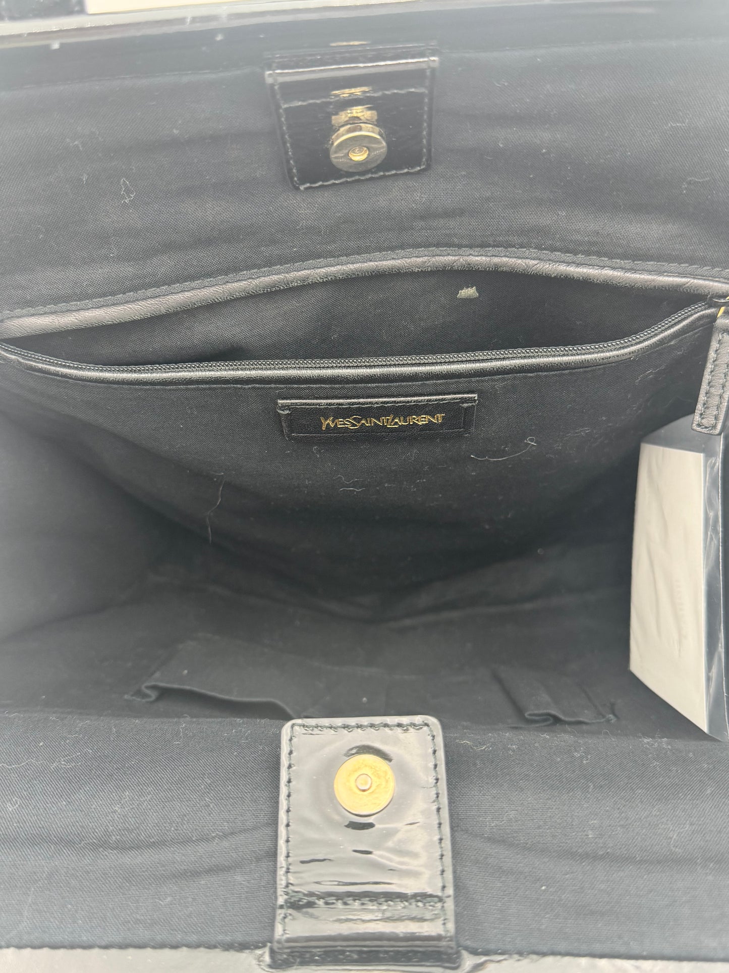 YSL Yves Saint Laurent Black White Floral Jacquard Tote Bag