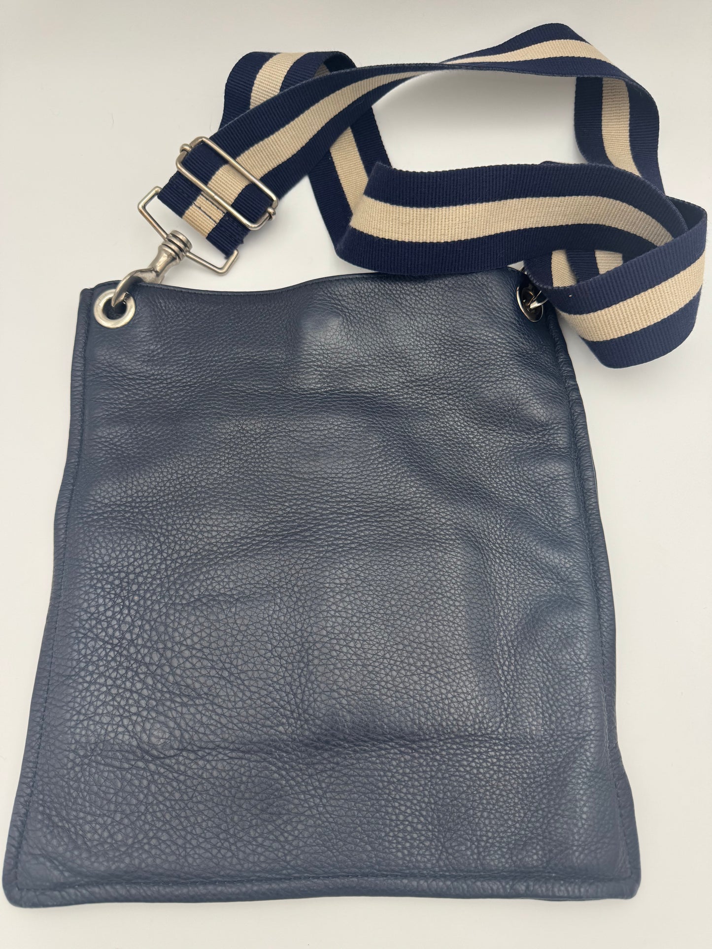 Vivienne Westwood London Soft Pebble Leather Crossbody Bag | Navy Blue | Silver Hardware | Very Good Condition