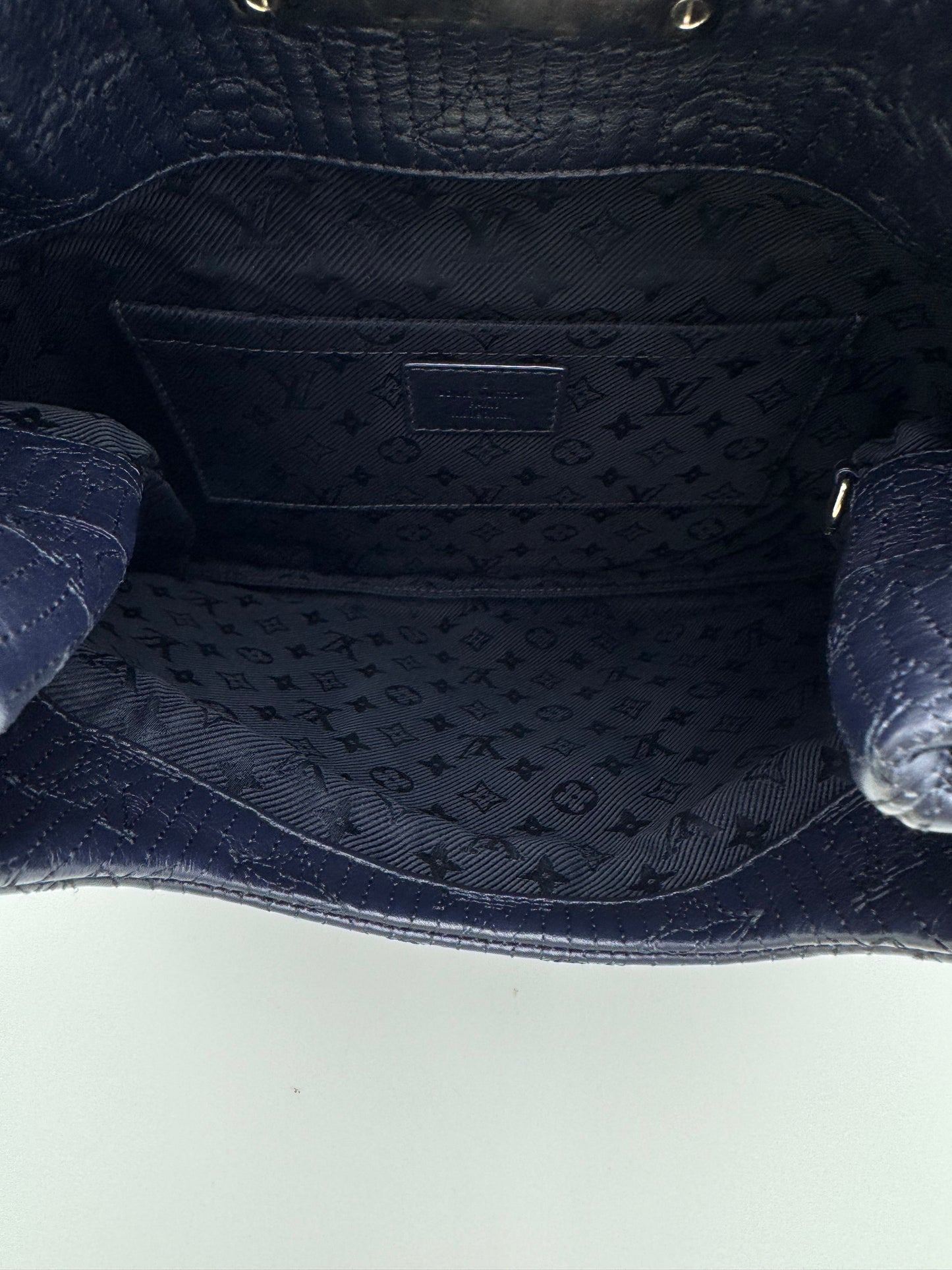 Louis Vuitton Mahina Clutch | Navy Blue | Silver Hardware | Excellent Condition | COA