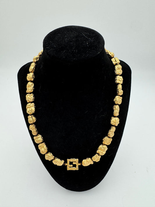 Vintage Fendi FF Zucca Logo Collar Necklace | Yellow Gold Plated | Original Box | Circa 1980s–90s
