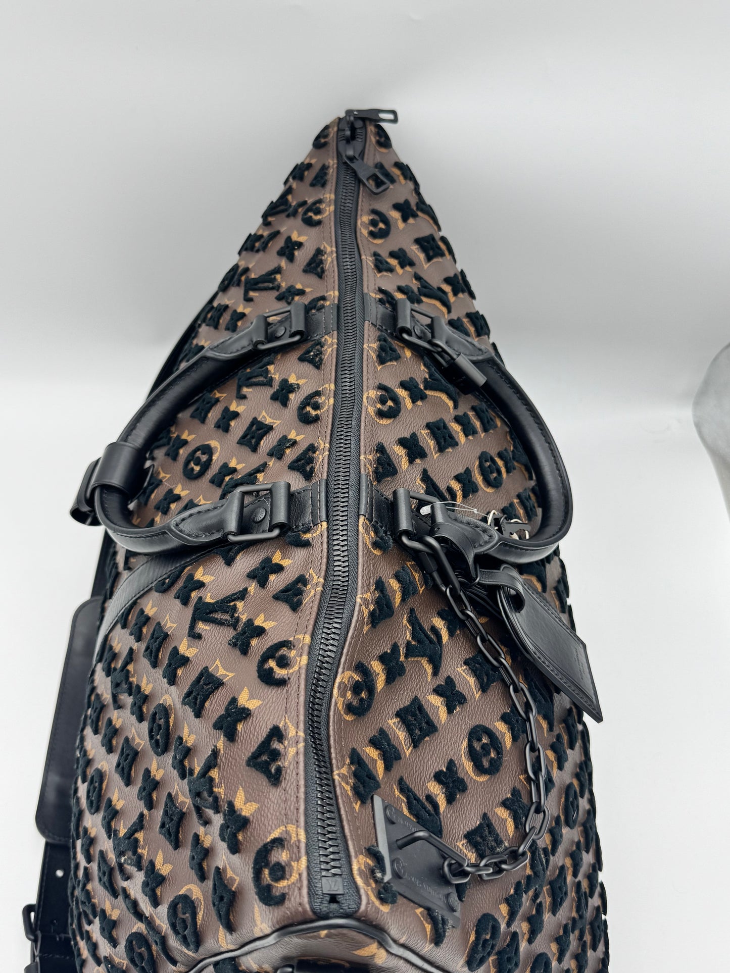 Louis Vuitton x Virgil Abloh Monogram Tuffetage Keepall Triangle Bandoulière 50