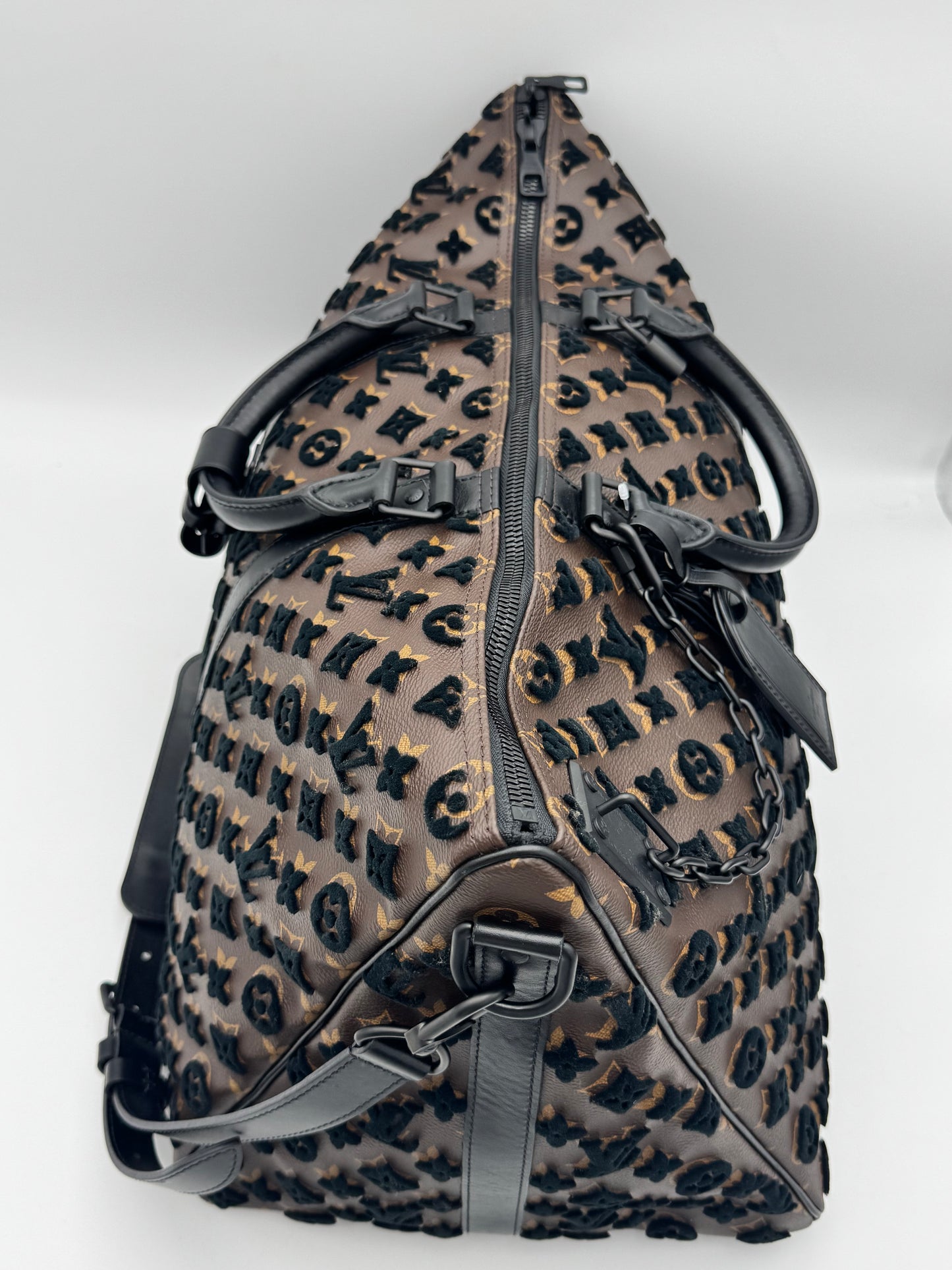 Louis Vuitton x Virgil Abloh Monogram Tuffetage Keepall Triangle Bandoulière 50
