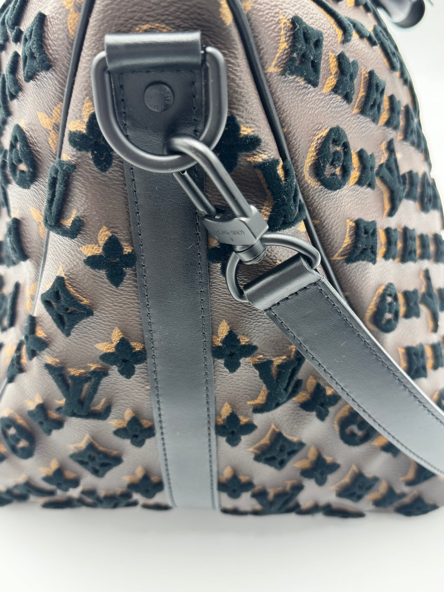 Louis Vuitton x Virgil Abloh Monogram Tuffetage Keepall Triangle Bandoulière 50