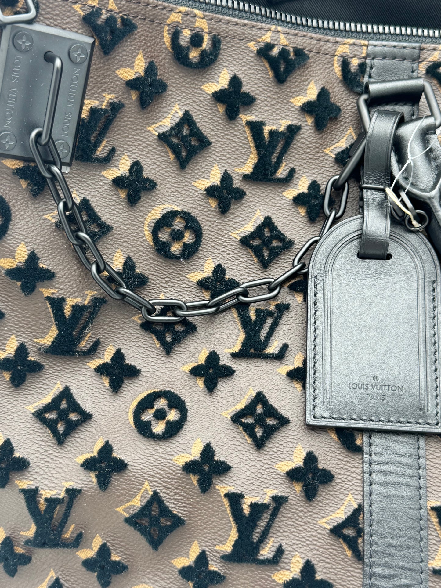 Louis Vuitton x Virgil Abloh Monogram Tuffetage Keepall Triangle Bandoulière 50