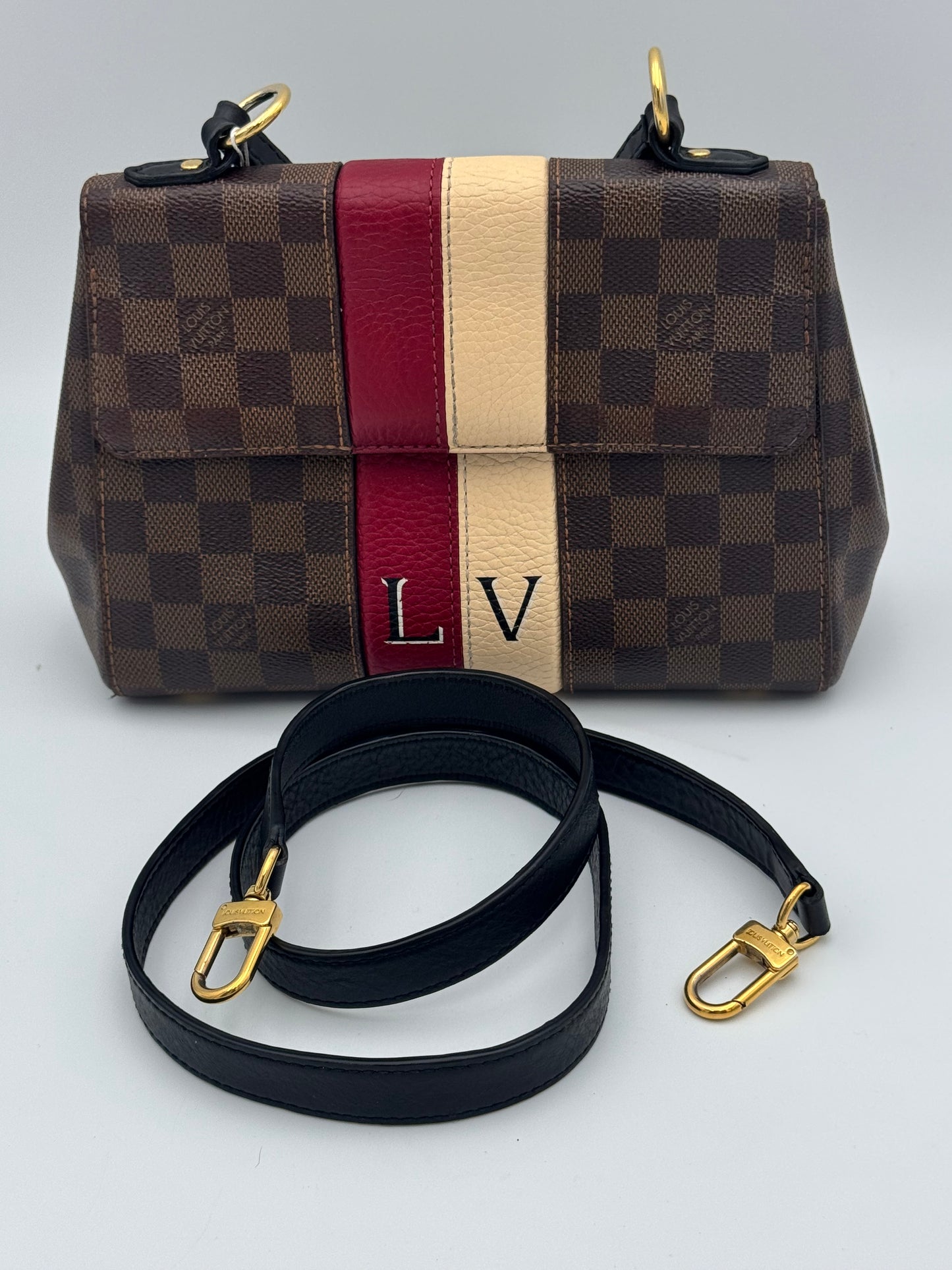 Louis Vuitton Croisette Damier Ebene Personalized Crossbody | Bordeaux & Cream Stripe