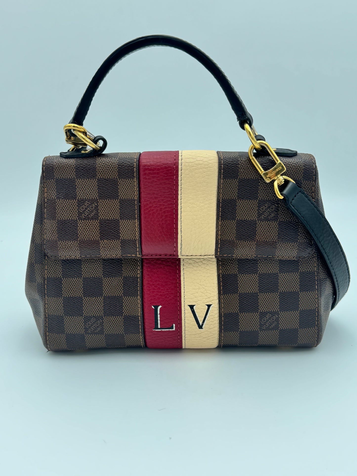 Louis Vuitton Croisette Damier Ebene Personalized Crossbody | Bordeaux & Cream Stripe