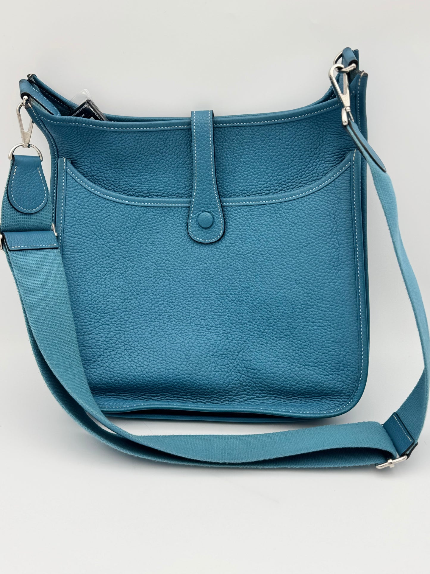 Hermès Evelyne III PM Clemence Leather Crossbody | Blue | Palladium Hardware