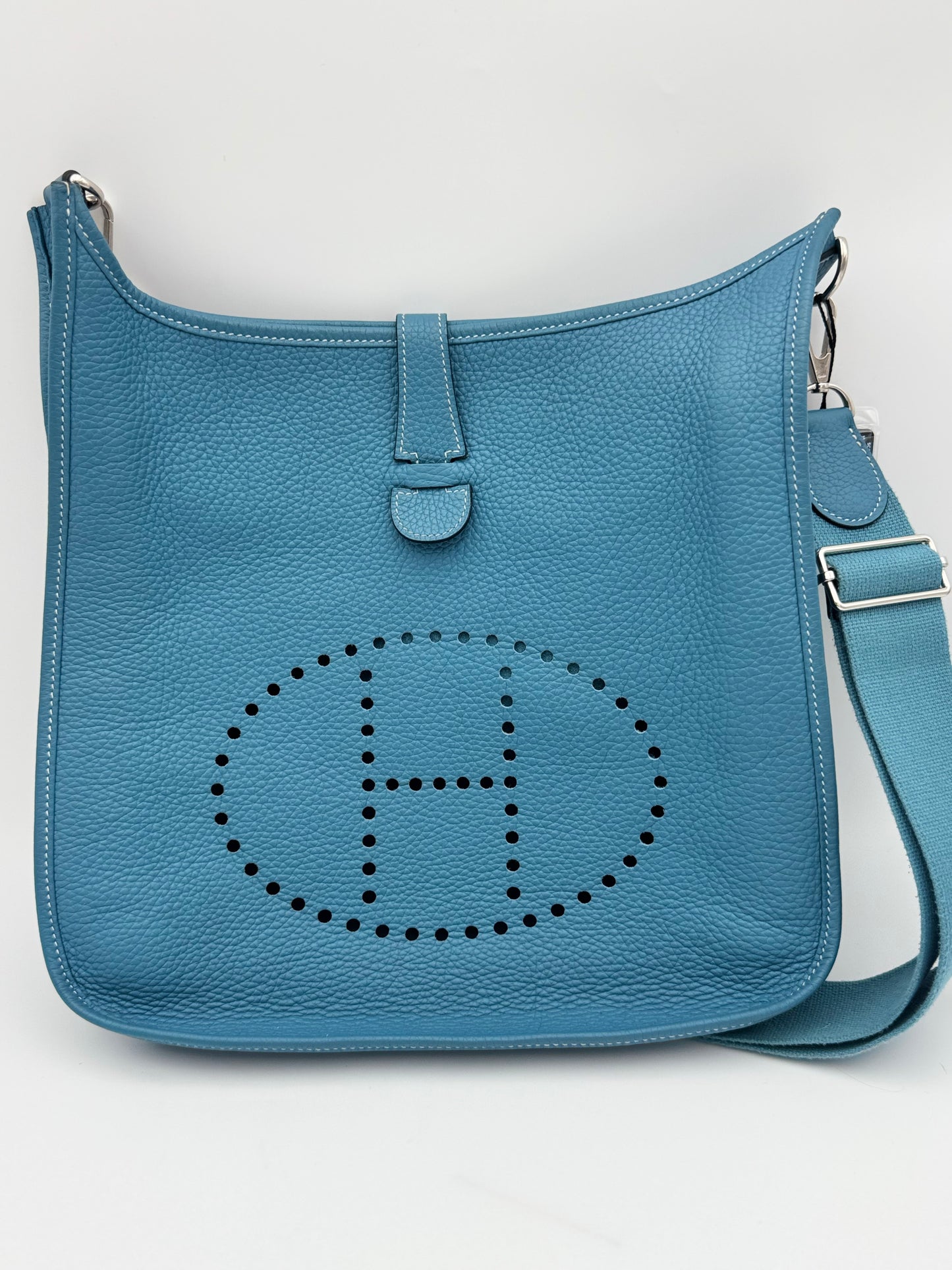 Hermès Evelyne III PM Clemence Leather Crossbody | Blue | Palladium Hardware