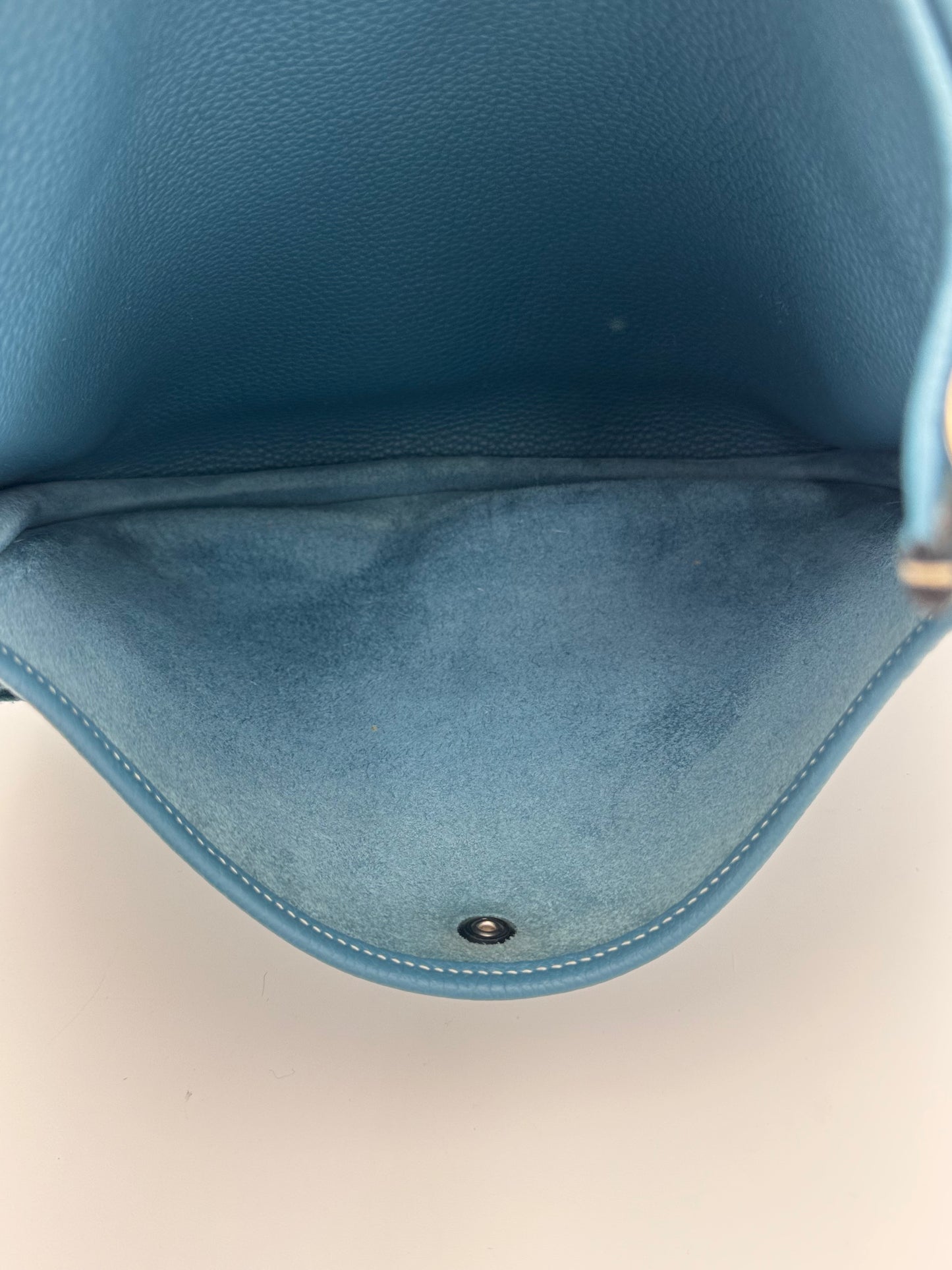Hermès Evelyne III PM Clemence Leather Crossbody | Blue | Palladium Hardware
