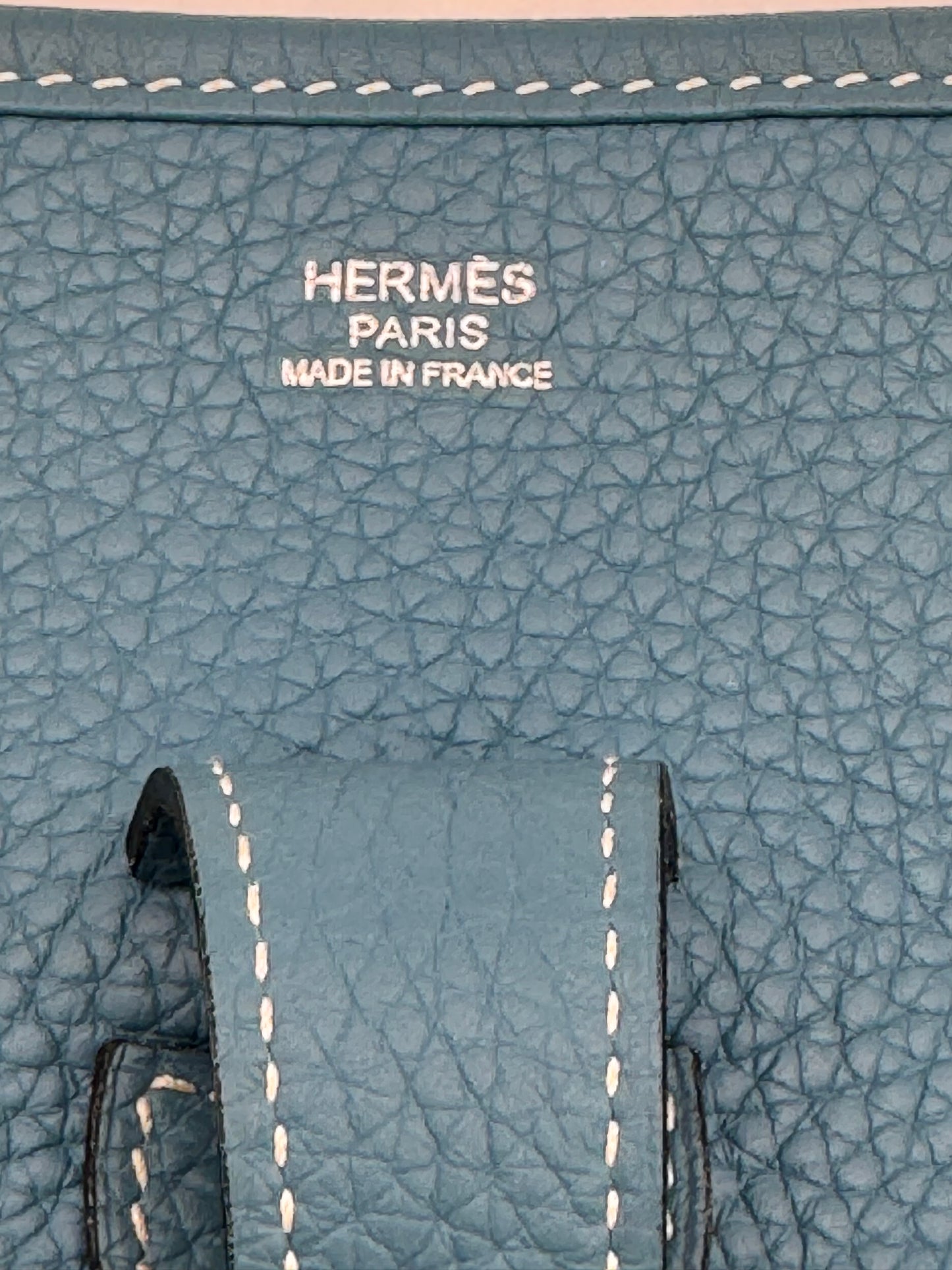 Hermès Evelyne III PM Clemence Leather Crossbody | Blue | Palladium Hardware