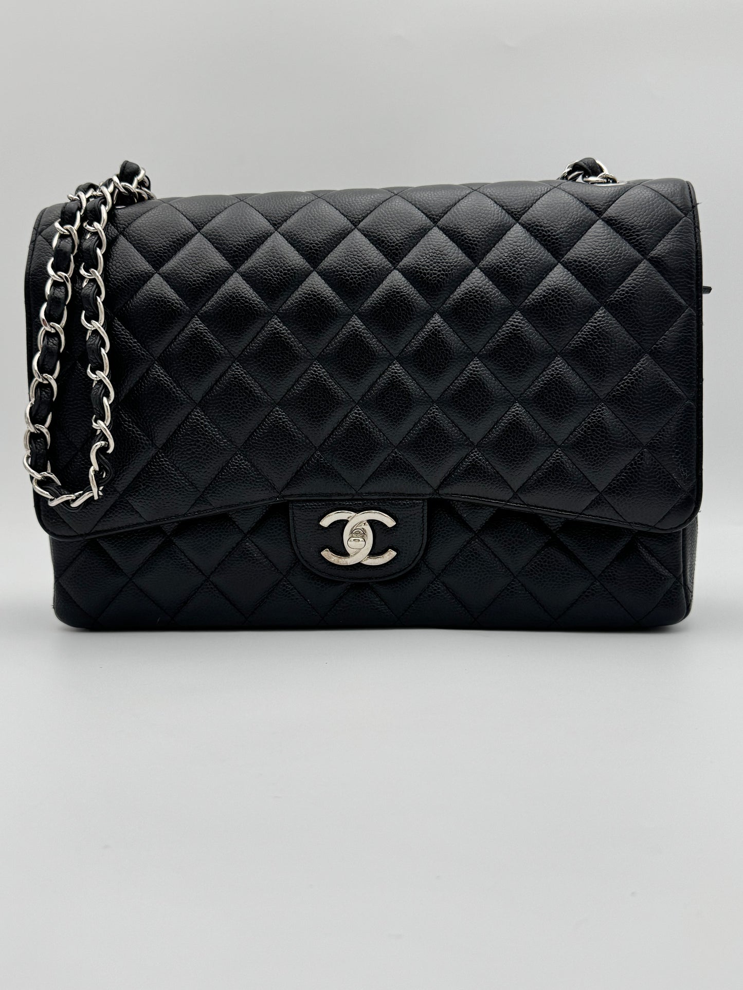 Chanel Classic Maxi Double Flap Bag - Black Caviar Leather SHW (15-Series)