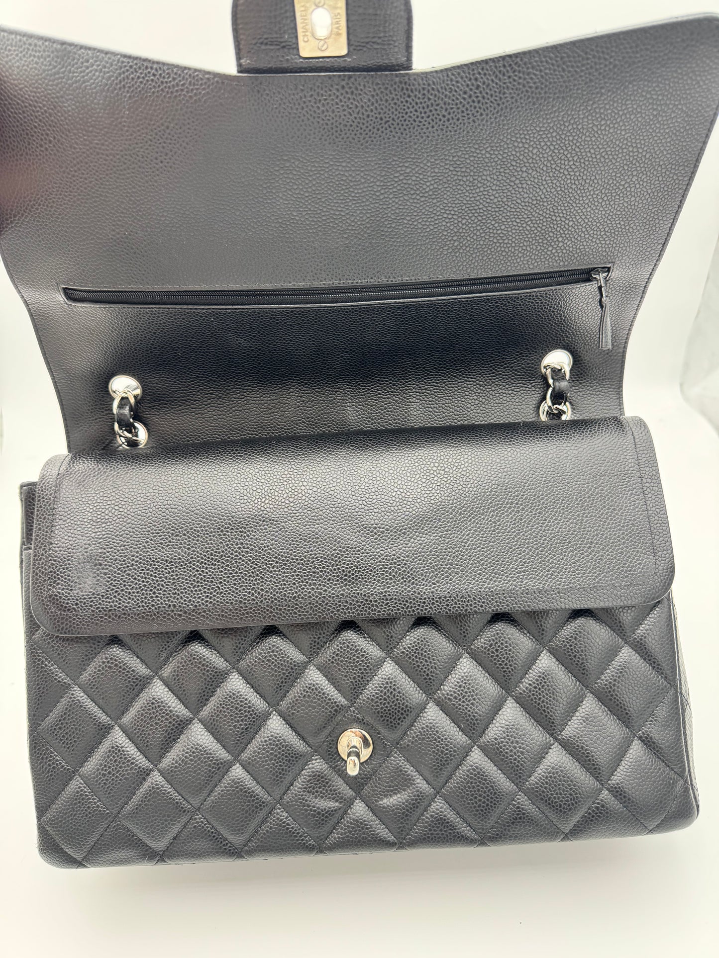 Chanel Classic Maxi Double Flap Bag - Black Caviar Leather SHW (15-Series)