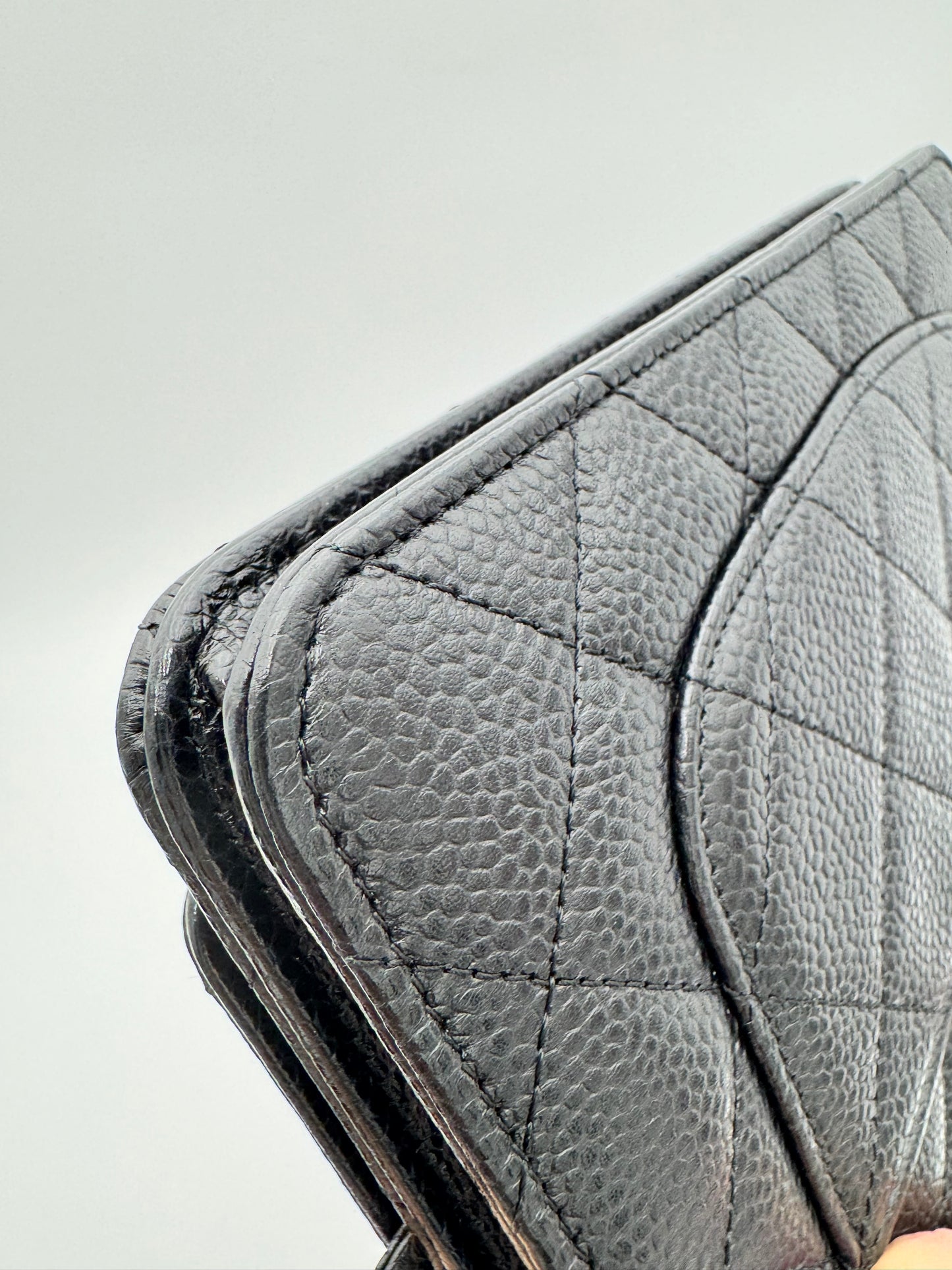 Chanel Classic Wallet on Chain (WOC) - Black Caviar Leather Silver Hardware (Excellent Condition)