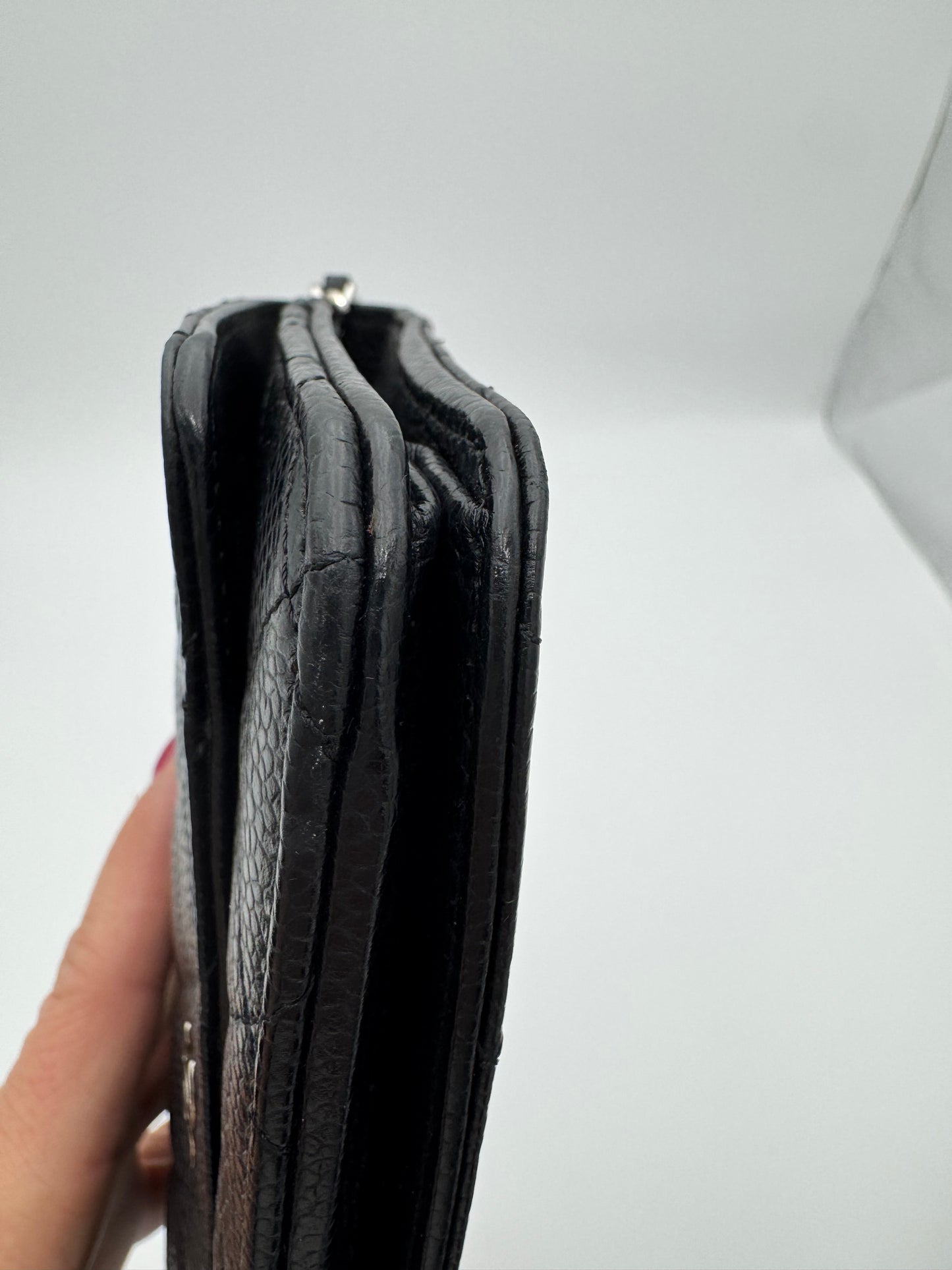 Chanel Classic Wallet on Chain (WOC) - Black Caviar Leather Silver Hardware (Excellent Condition)